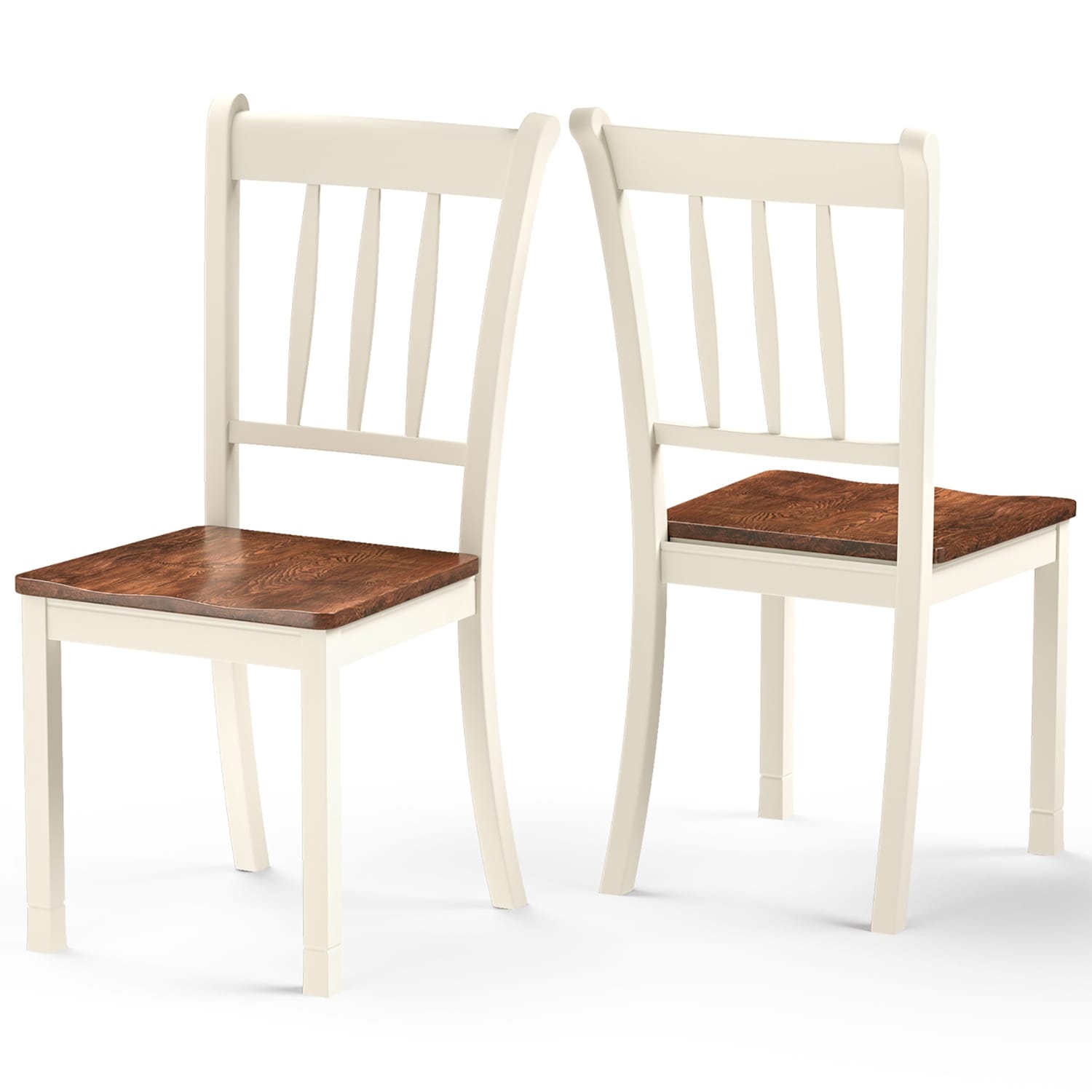 Costway -  Set of 2 Wood Dining Chair High Back Rubber Wood Kitchen Whitesburg Side Chair Black W...