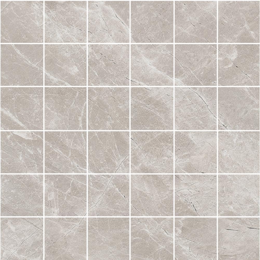 FLOORS 2000 ARTICMOMLTGREY Artic Light Grey 12-in x 12-in Glazed Porcelain Uniform Squares Mosaic Floor Tile