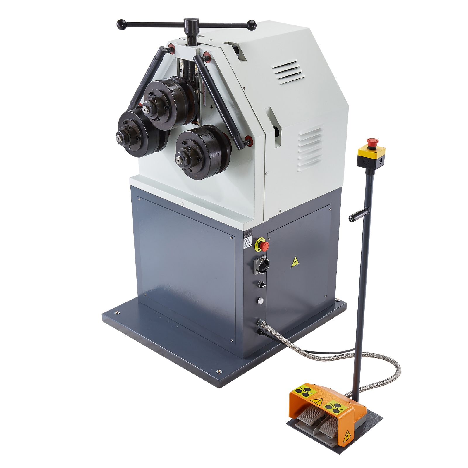 GIVIMO 2200-W Electric 3-Roller Pipe Bending Machine 220-V 60-Hz 3-Phase Roll Bender 180-deg Bend Angle with Reversible ft Switch and Emergency Stop for Square Tube and Structural Steel Strip #LW102GIVSS0635