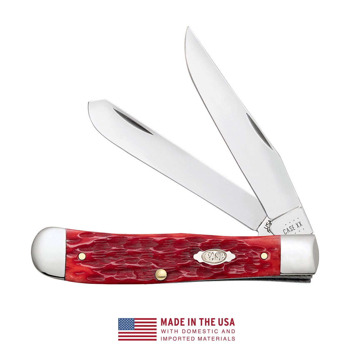 Case Cutlery FI31957 Dark Red Bone CS Trapper with Clip