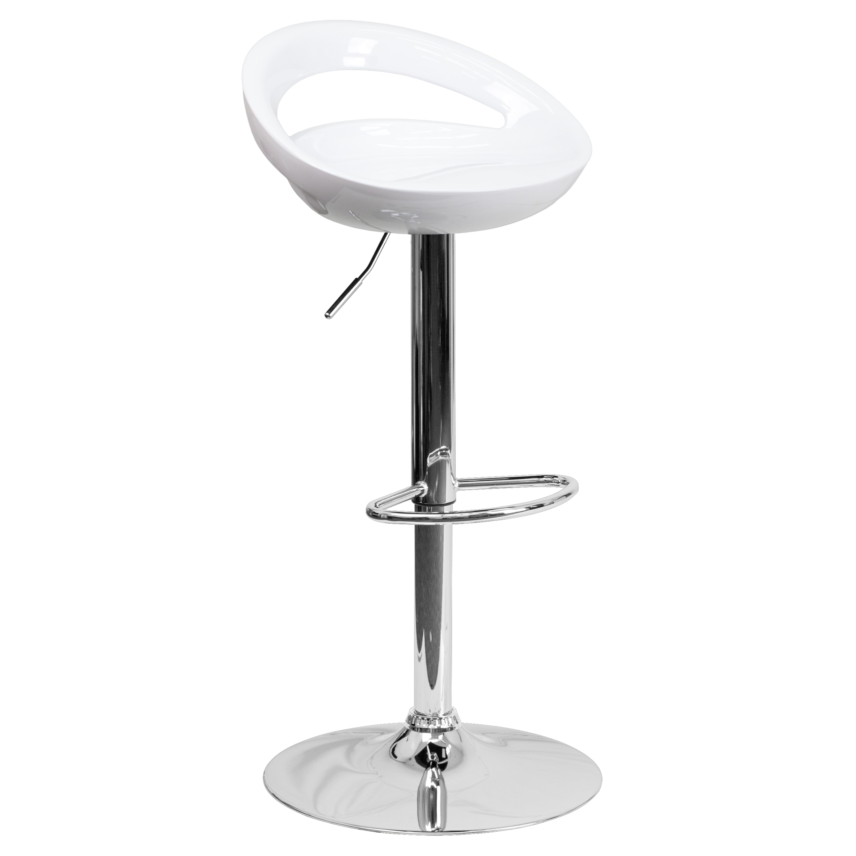 Flash Furniture 847254066648 White 24.0-Inches H Adjustable Height Counter height Round seat Swivel Metal Bar Stool and Back