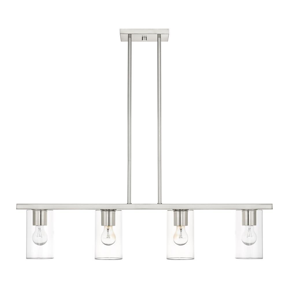 Brushed Nickel 4-Light Crystal Chandelier with Clear Glass