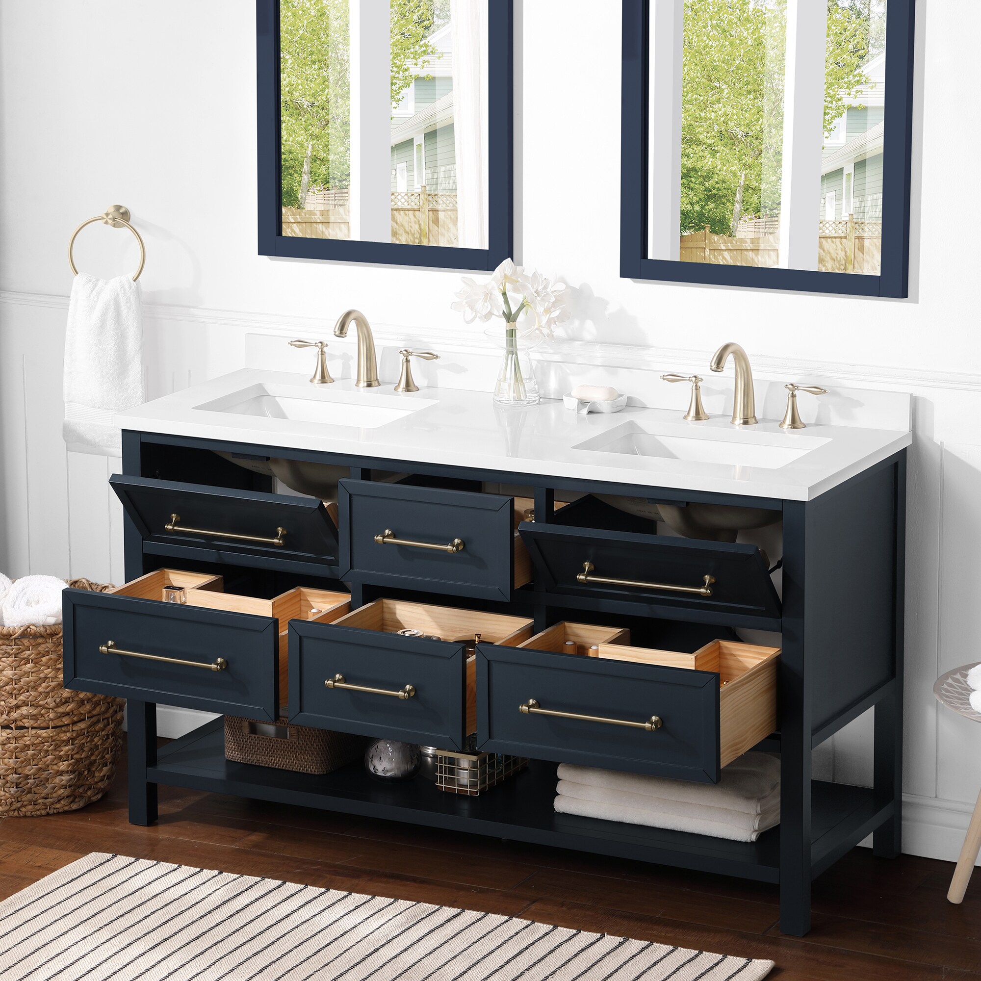 allen + roth A+R 60-IN WINDSOR BLUE VANITY at