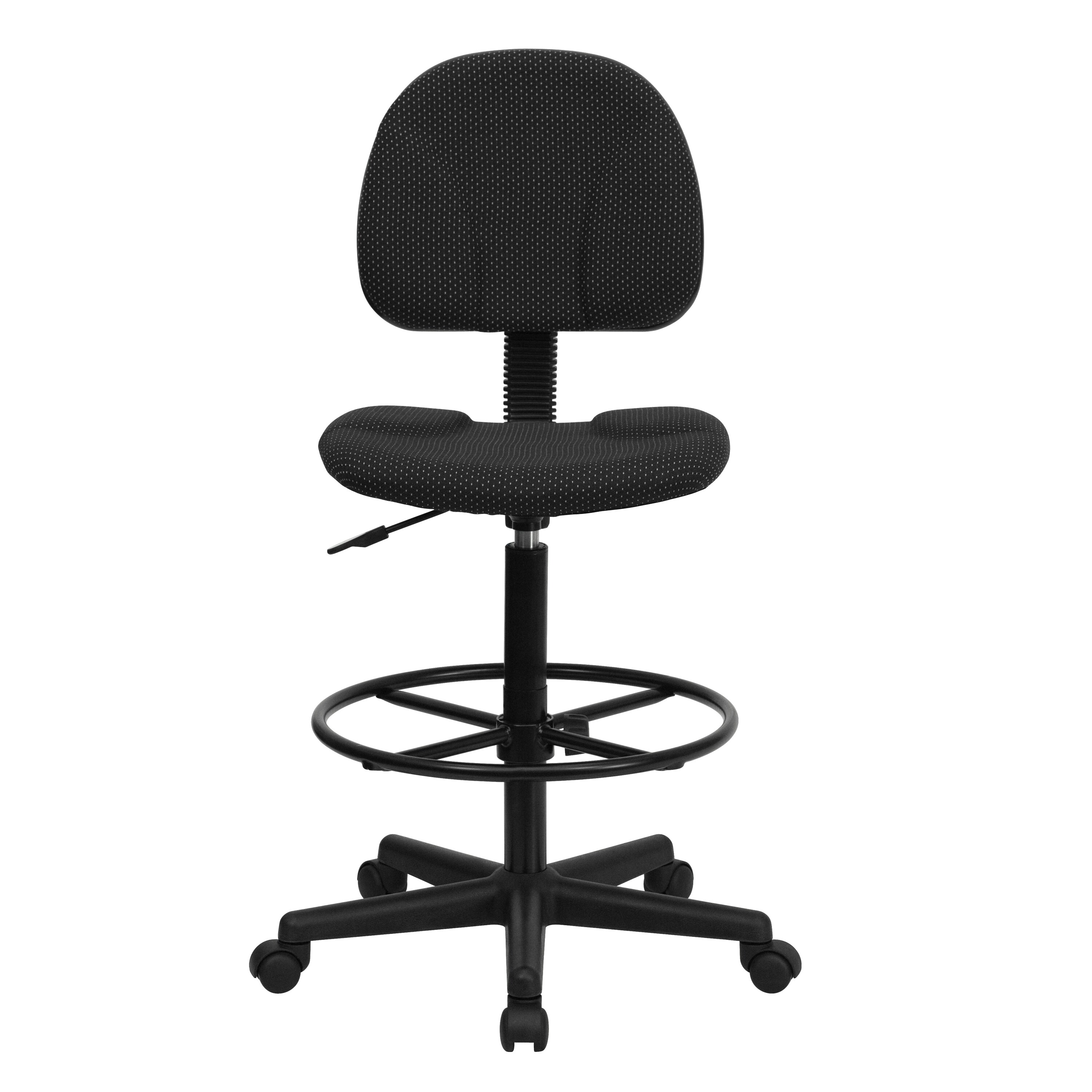Black Adjustable Swivel Drafting Chair with Foot Ring