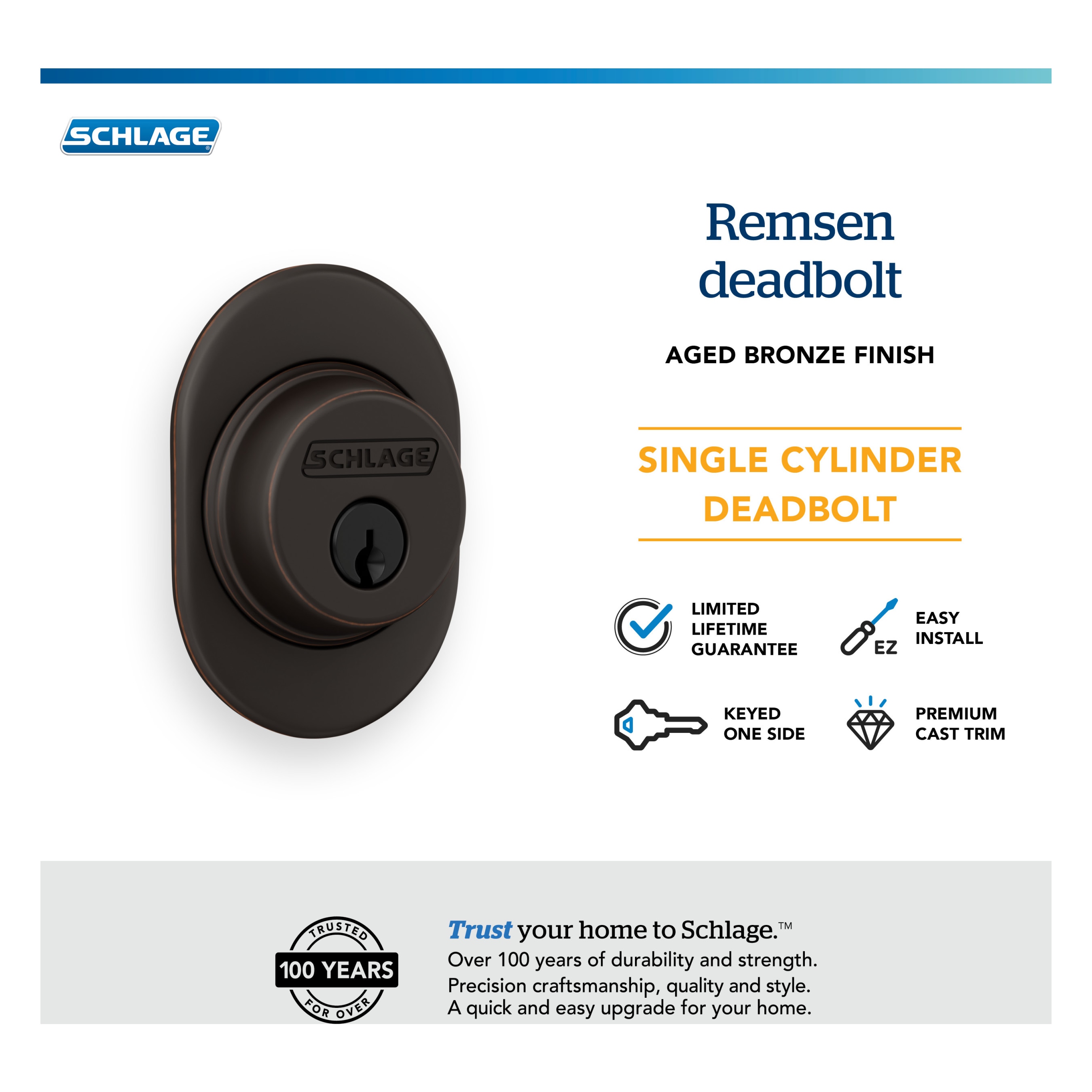 Schlage B60 RMN 716 Door-Deadbolts - View #4
