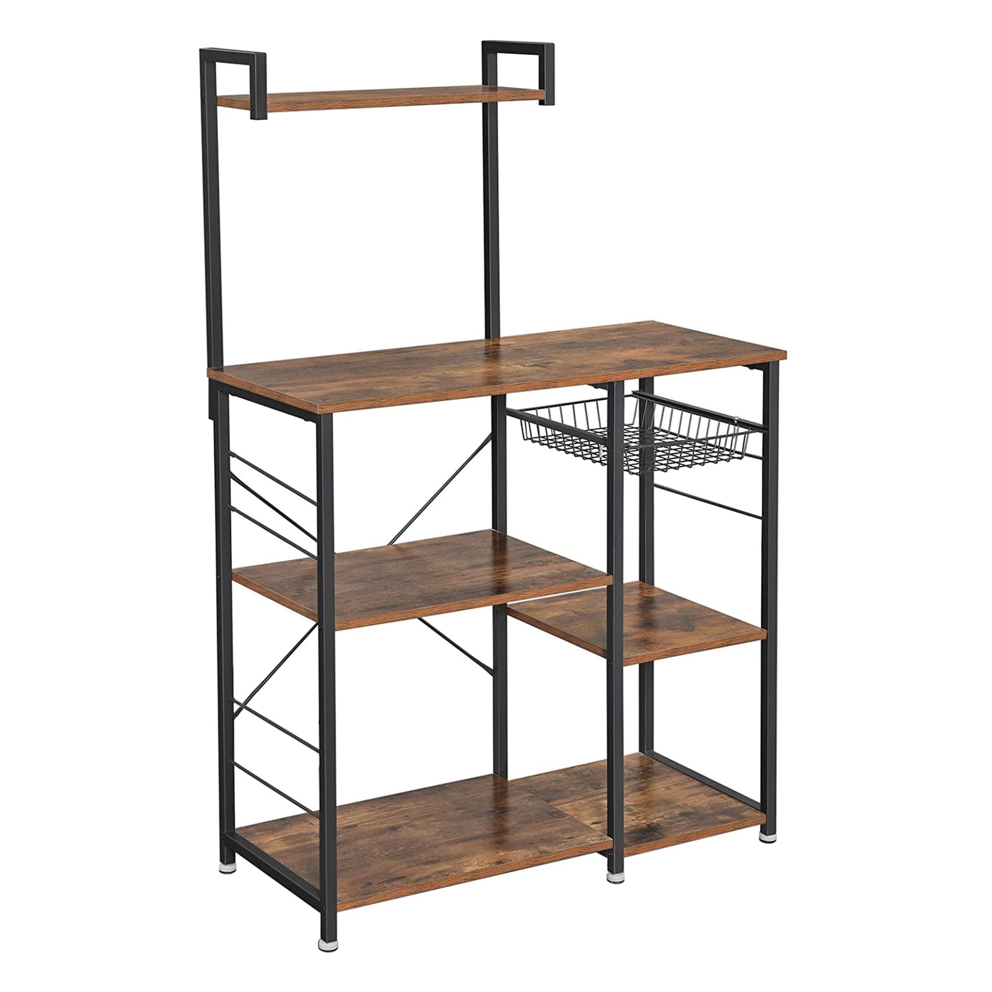 Benzara BM221272 Particleboard 5-Tier Utility Shelving Unit (6-in W x 39-in D x 18-in H), Brown, (33-lb Capacity Per Shelf)