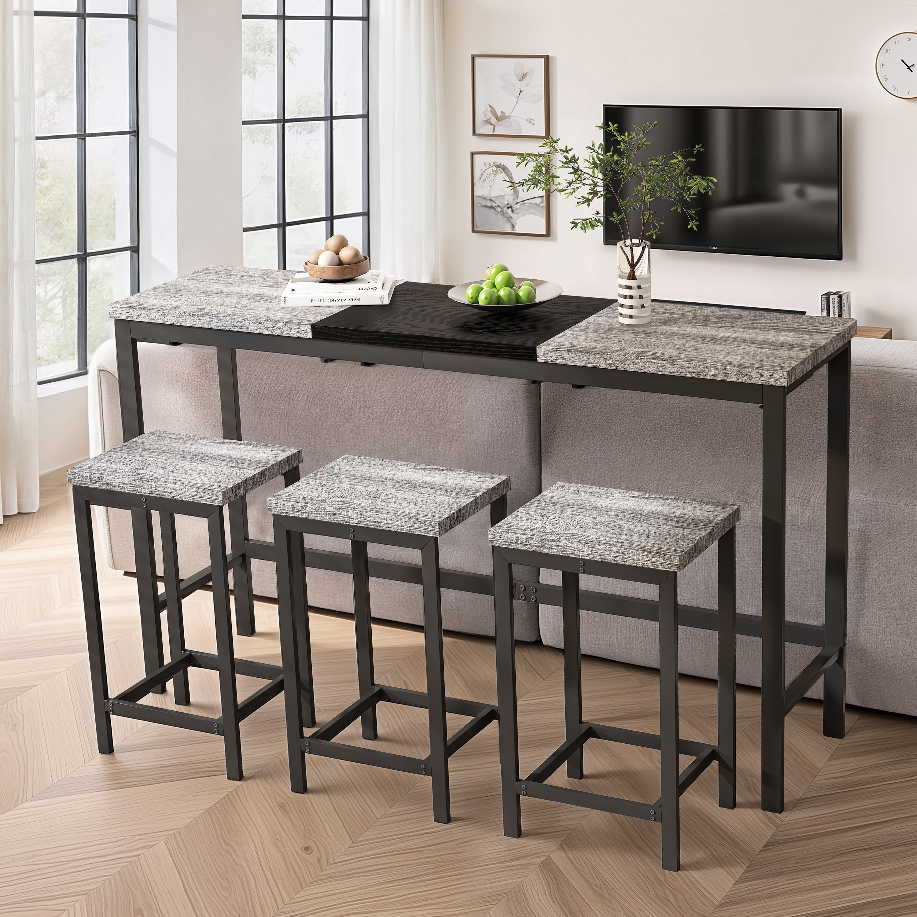 Tinyhomie Modern Design Kitchen Dining Table Pub Table Long Dining ...