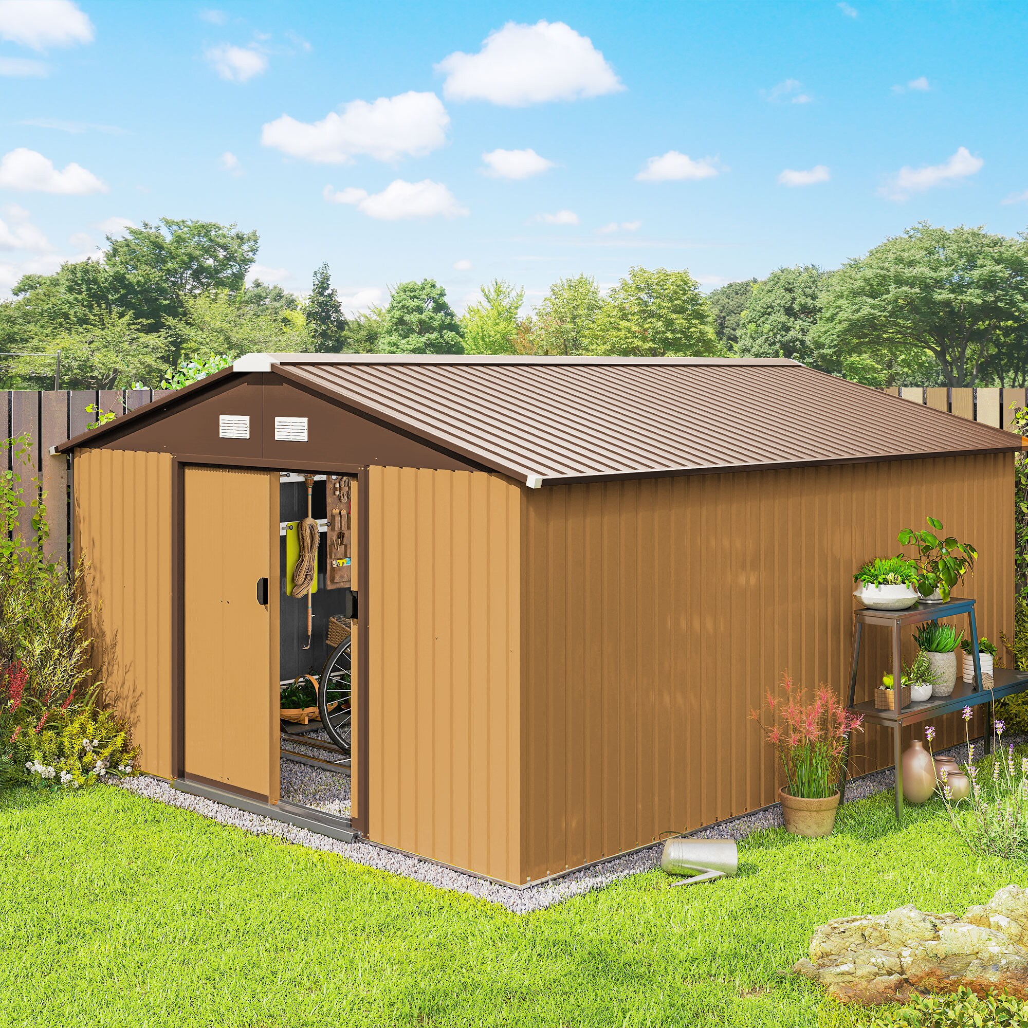 Outsunny 845-031V01YL Metal-Storage-Buildings-Sheds - View #2