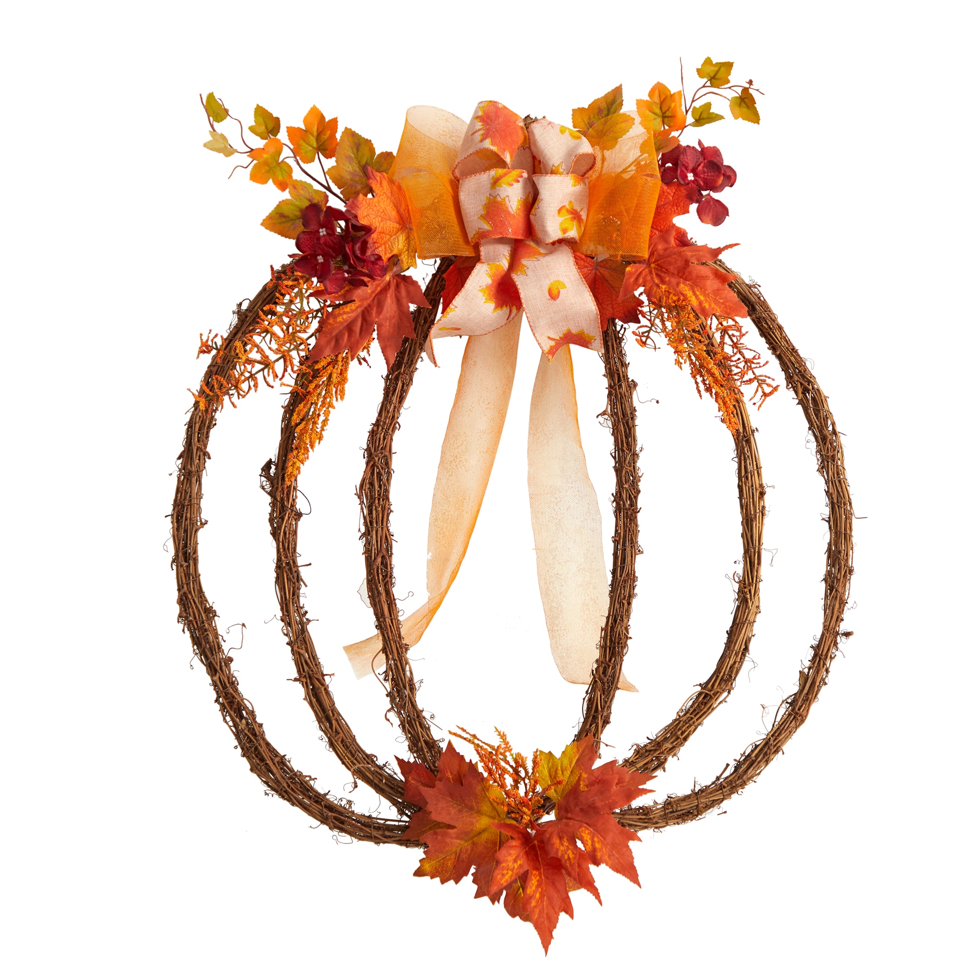 Nearly Natural W1189 2.2-ft 26-in Pumpkin Artificial Wreath