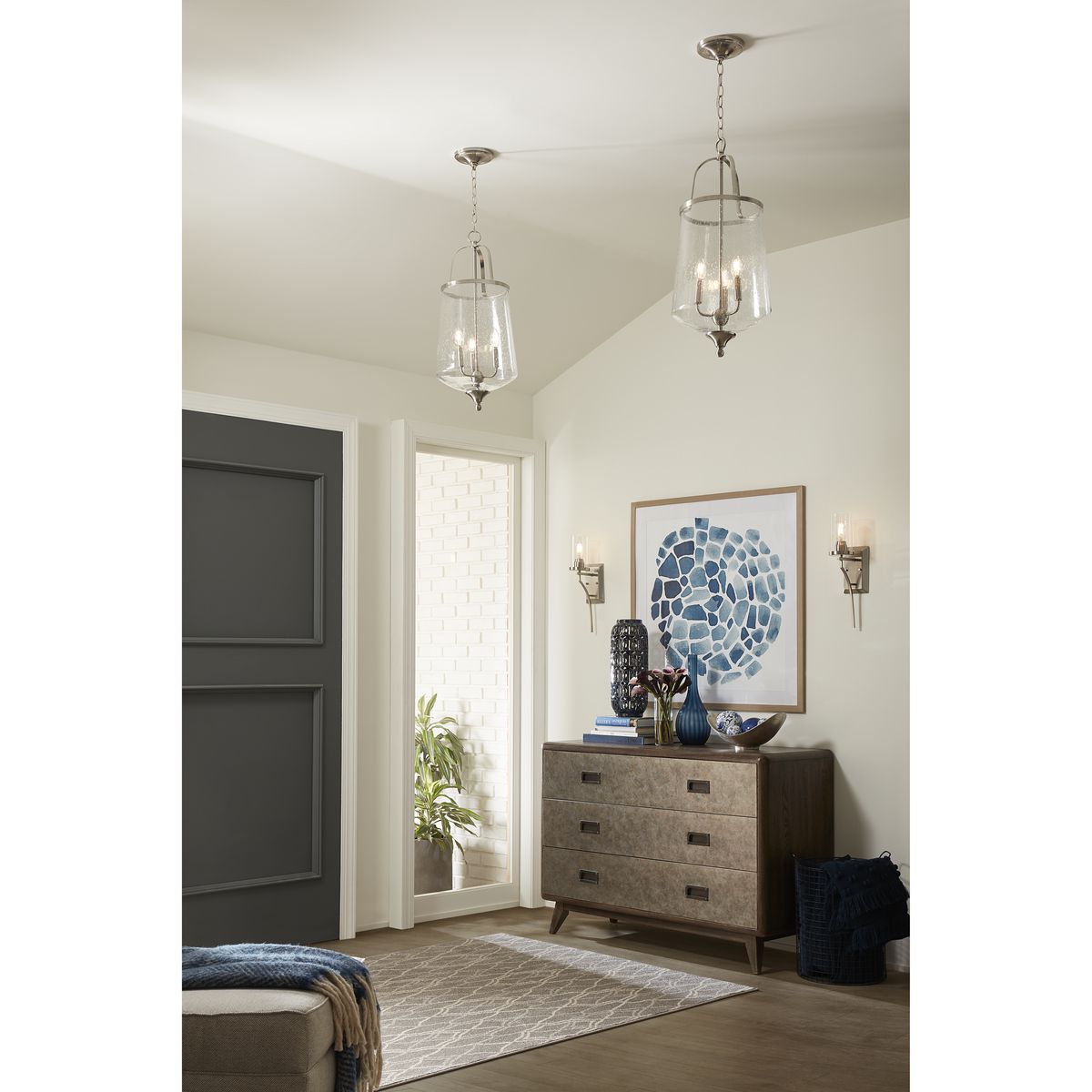 Brushed Nickel 19.25" Wall Sconce with Clear Glass Shade