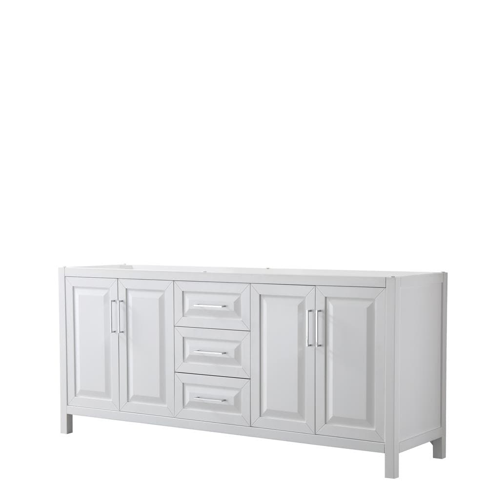 Wyndham Collection WCV252580DWHCXSXXMXX Daria 80-Inches White with Polished Chrome Trim Bathroom Vanity Base Cabinet without Top