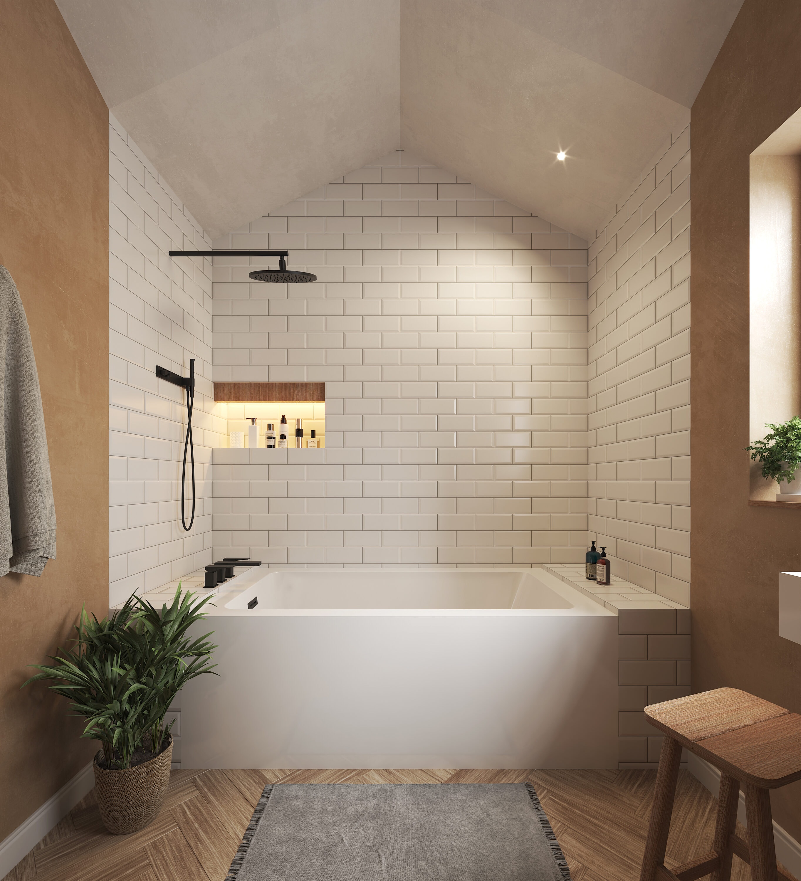 Wyndham Collection Grayley 32-in x 60-in White with Matte Black Trim Acrylic Rectangle Alcove Soaking Bathtub ( Left Drain )