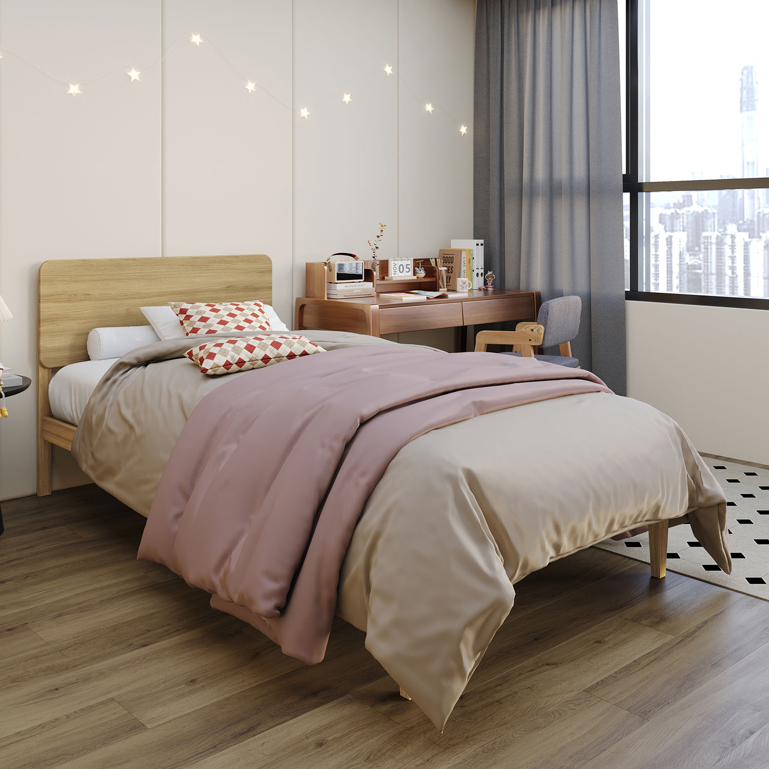 CasePiece C262TPL-NOK-WD Natural Oak Twin Wood Platform Bed