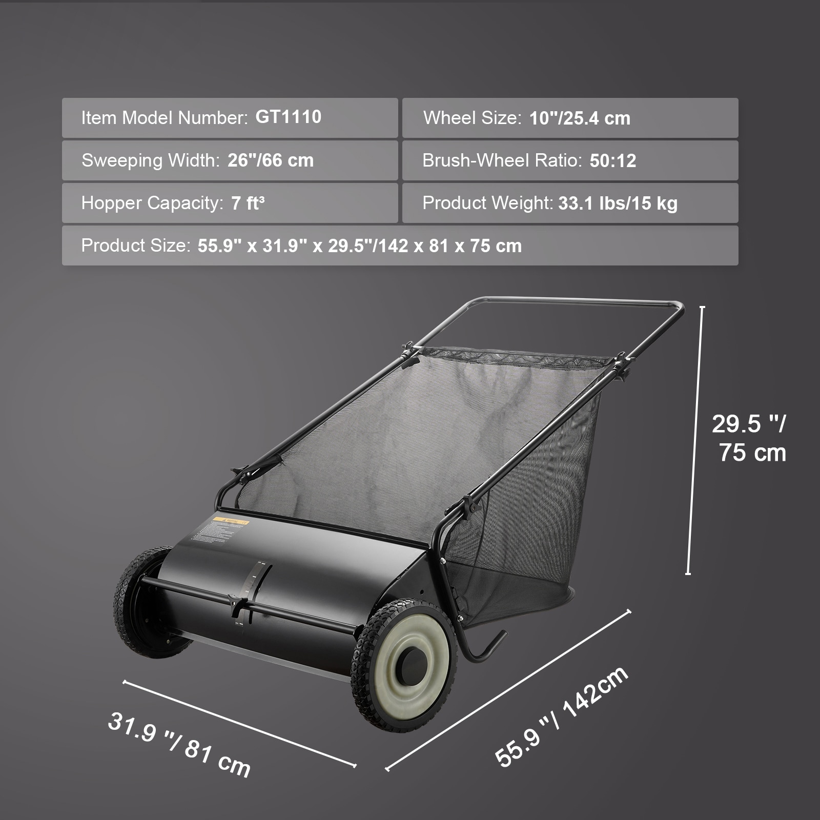 VEVOR SCST7CUFT26I03018V0 lawnsweeper - View #7