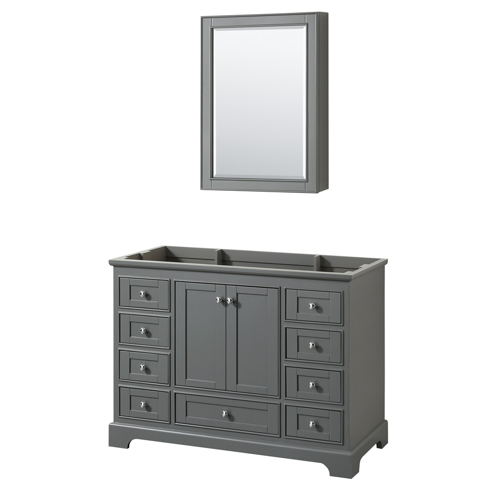 Wyndham Collection - Deborah 48-in Dark Gray with Polished Chrome Trim Bathroom Vanity Base Cabin...