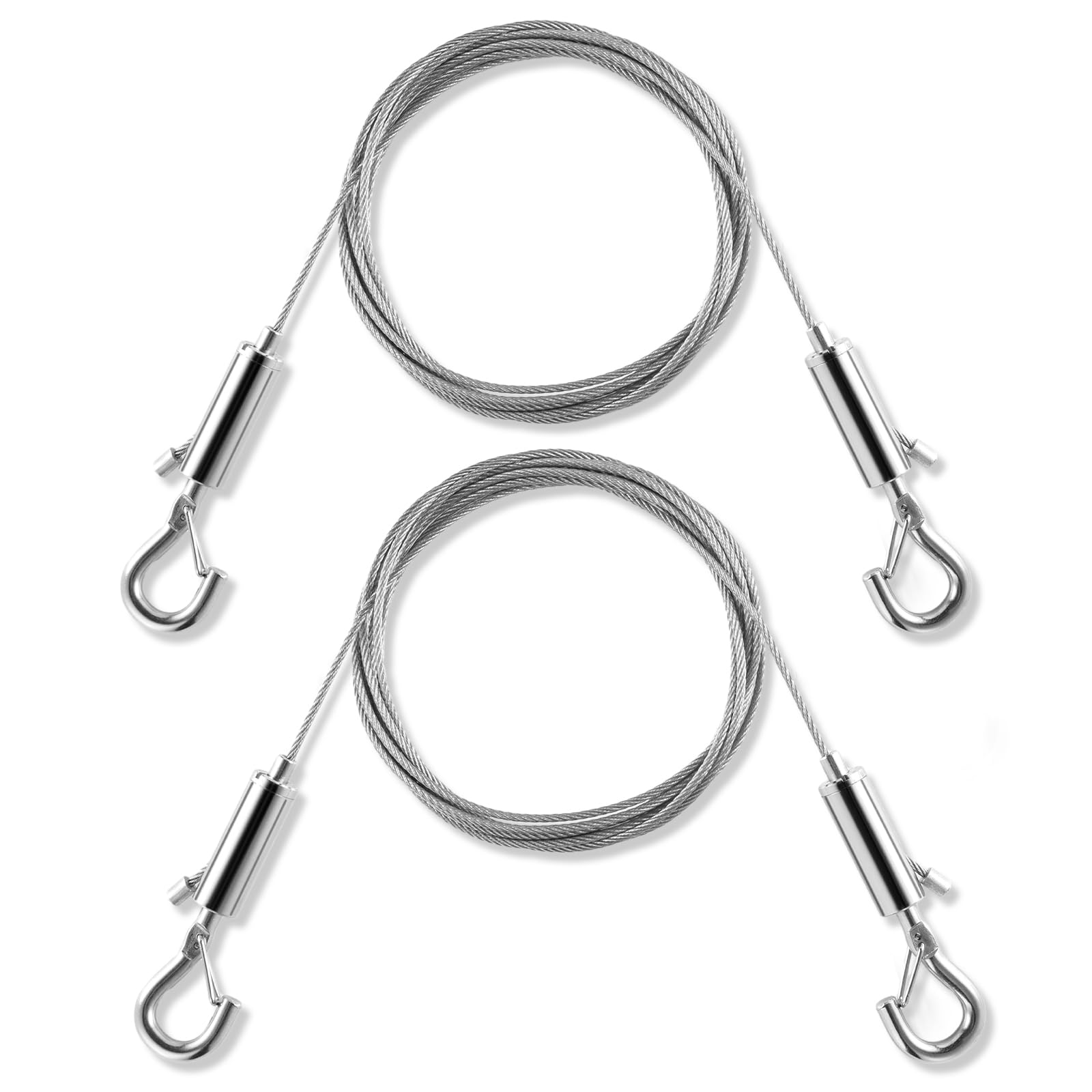 DYRCJ  Adjustable Picture Hanging Wire Heavy Duty Stainless Steel Wire Rope 6.6FT Long Supports Up to 100lbs Silver 2 Pack