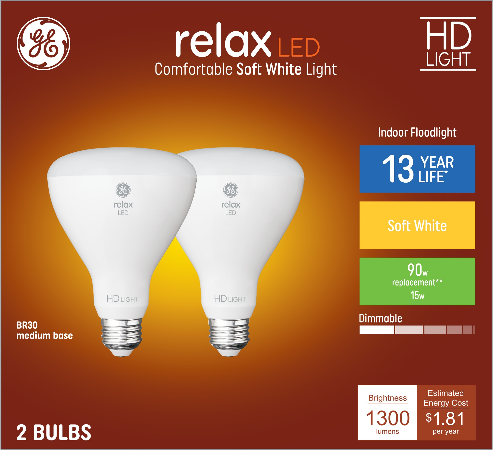 GE Relax HD 90-Watt EQ BR30 Soft White Medium Base (e-26) Dimmable LED  Light Bulb (2-Pack) in the Spot  Flood Light Bulbs department at