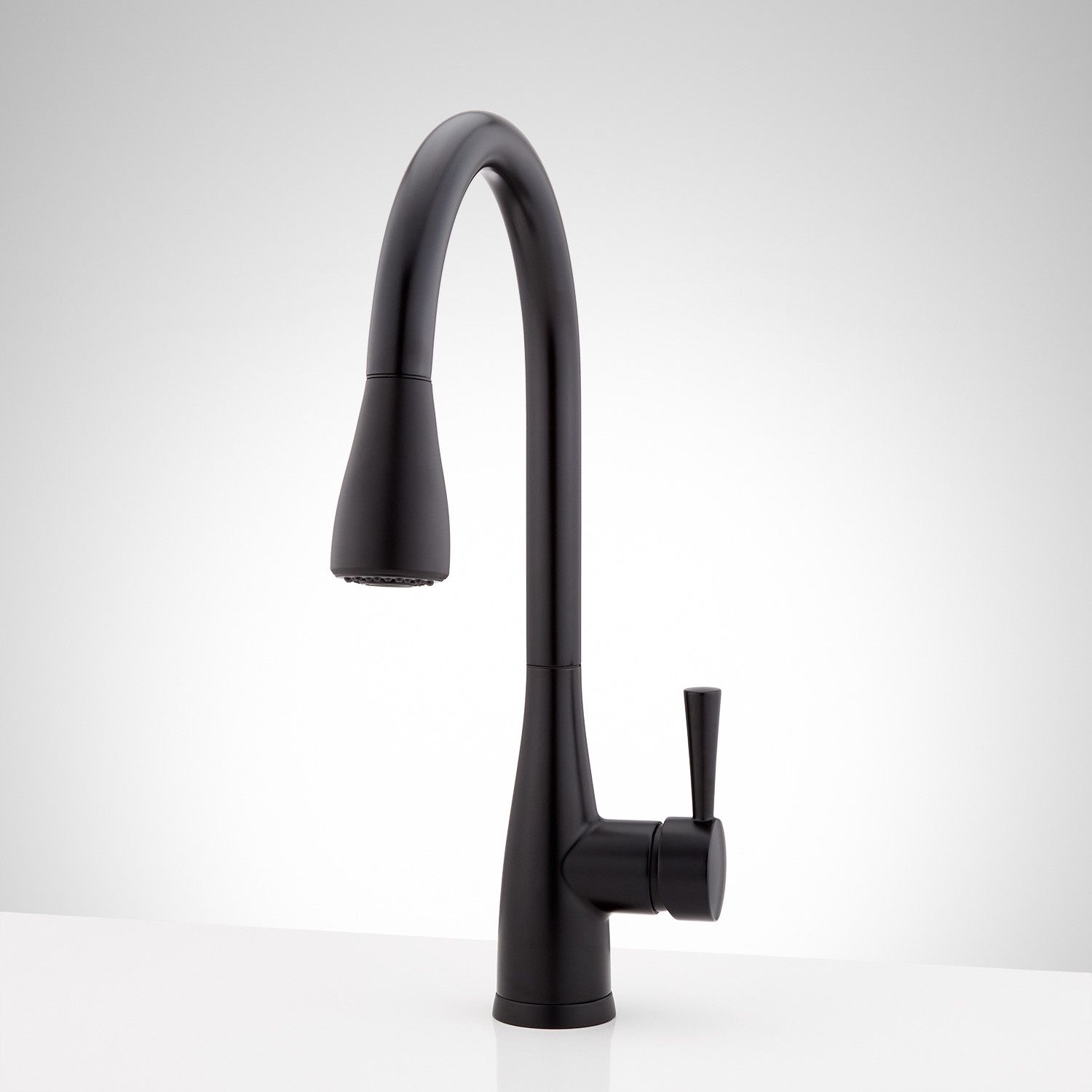 Signature Hardware 457065 Calverton Matte Black Single Handle Pull-down Kitchen Faucet with Sprayer (Deck Plate)