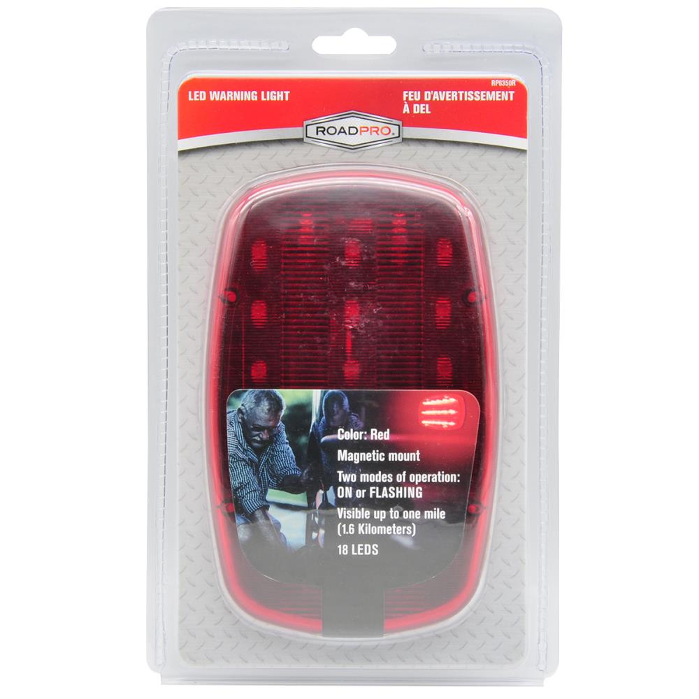 RoadPro LED Warning Light with Magnet Mount- Red Lens
