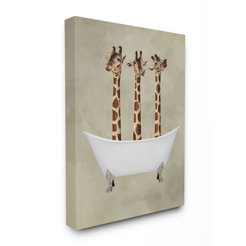 Stupell Industries CDP-113-CN-16X20 Three Giraffes In A Bathtub Coco de Paris Gallery Wrapped Canvas 20-in H x 16-in W Animals Canvas Print
