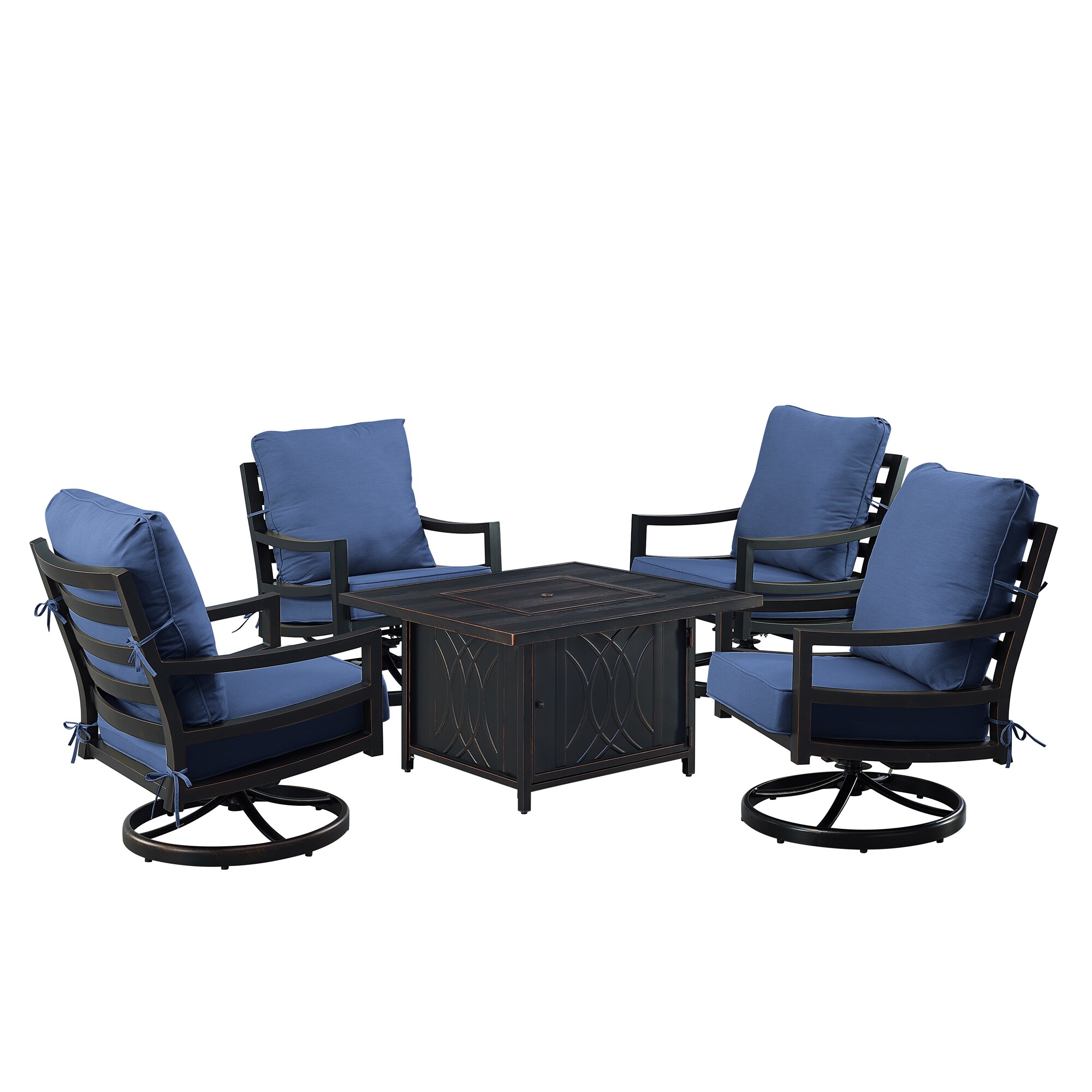 Oakland Living HUDSON4CHCAVEBLCU Patio-Conversation-Sets - View #4