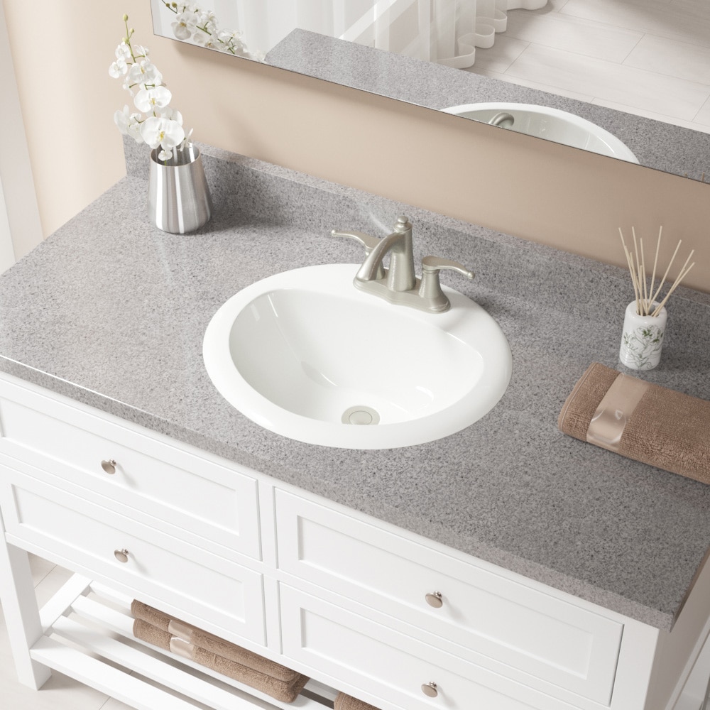 MR Direct Bisque Porcelain Drop-In Oval Traditional Bathroom Sink with ...