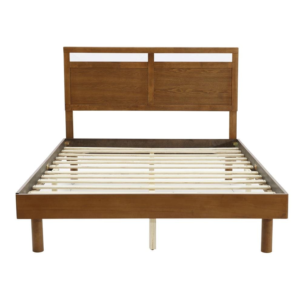 LuxenHome WHIF1883 Brown Queen Cotton Upholstered Headboard