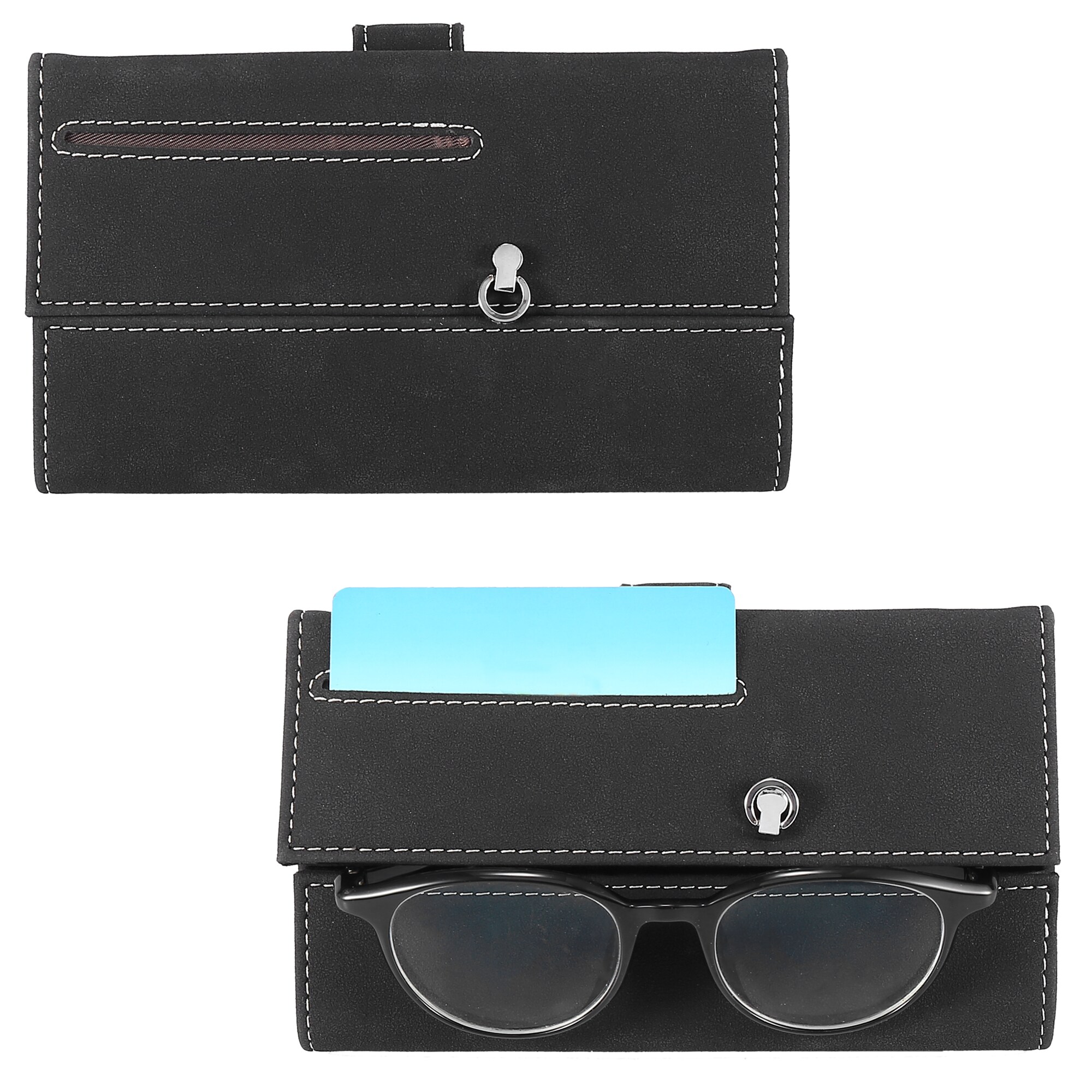 Car Sun Visor Organizer, Card Holder, PU Leather Sunglasses Holder, Car Interior Decoration, Multifunctional Card Bag Glasses Holder