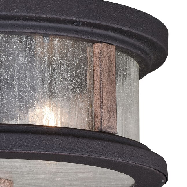 Cascadia Cumberland 13-in W Textured Dark Bronze and Burnished Oak Outdoor Flush Mount Light Cascadia Cumberland 13-in W Textured Dark Bronze and Burnished Oak Outdoor Flush Mount Light