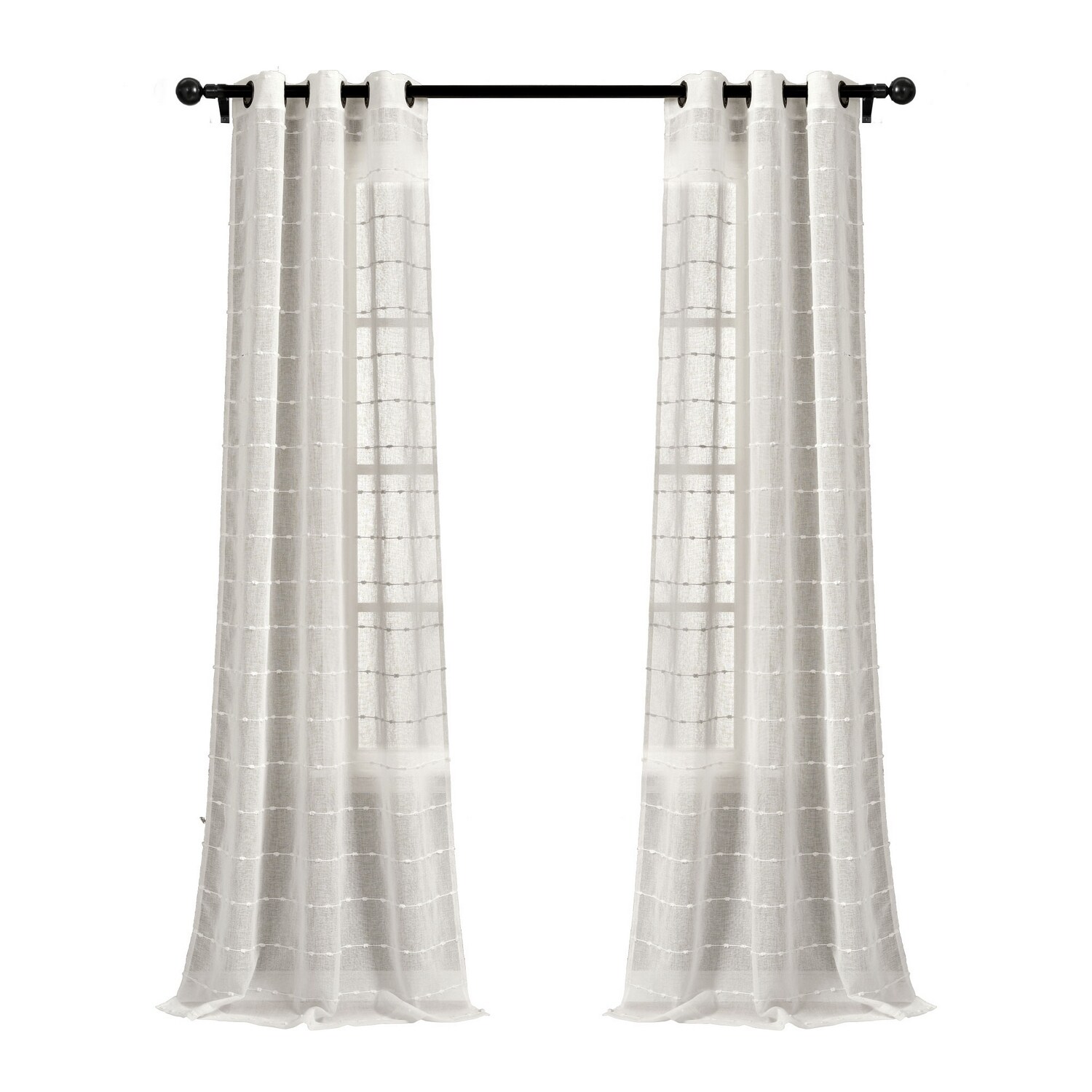 Lush Decor 108-in White Sheer Grommet Curtain Panel Pair in the ...