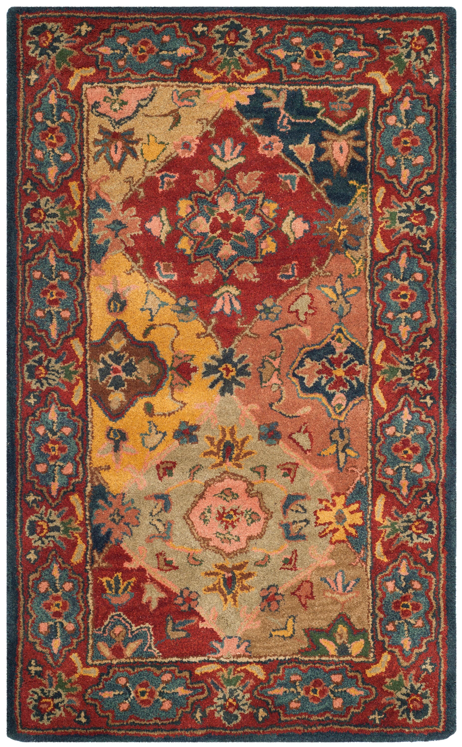Heritage Red Multicolor Hand-Tufted Wool Area Rug 2'3" x 4'