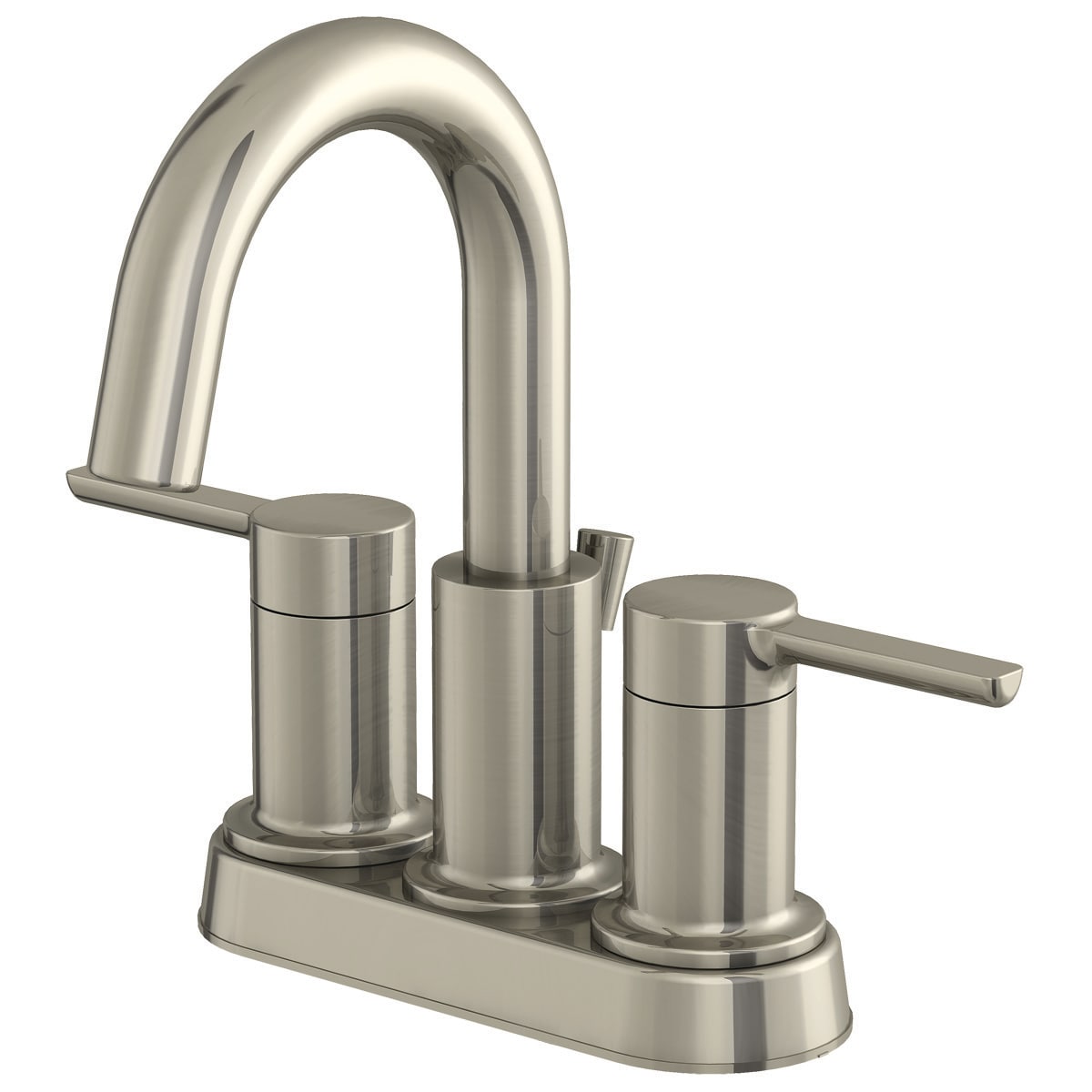 EZ-FLO 10681 Metro Brushed Nickel 4-in centerset 2-handle WaterSense High-arc Residential Handle Bathroom Sink Faucet with Drain