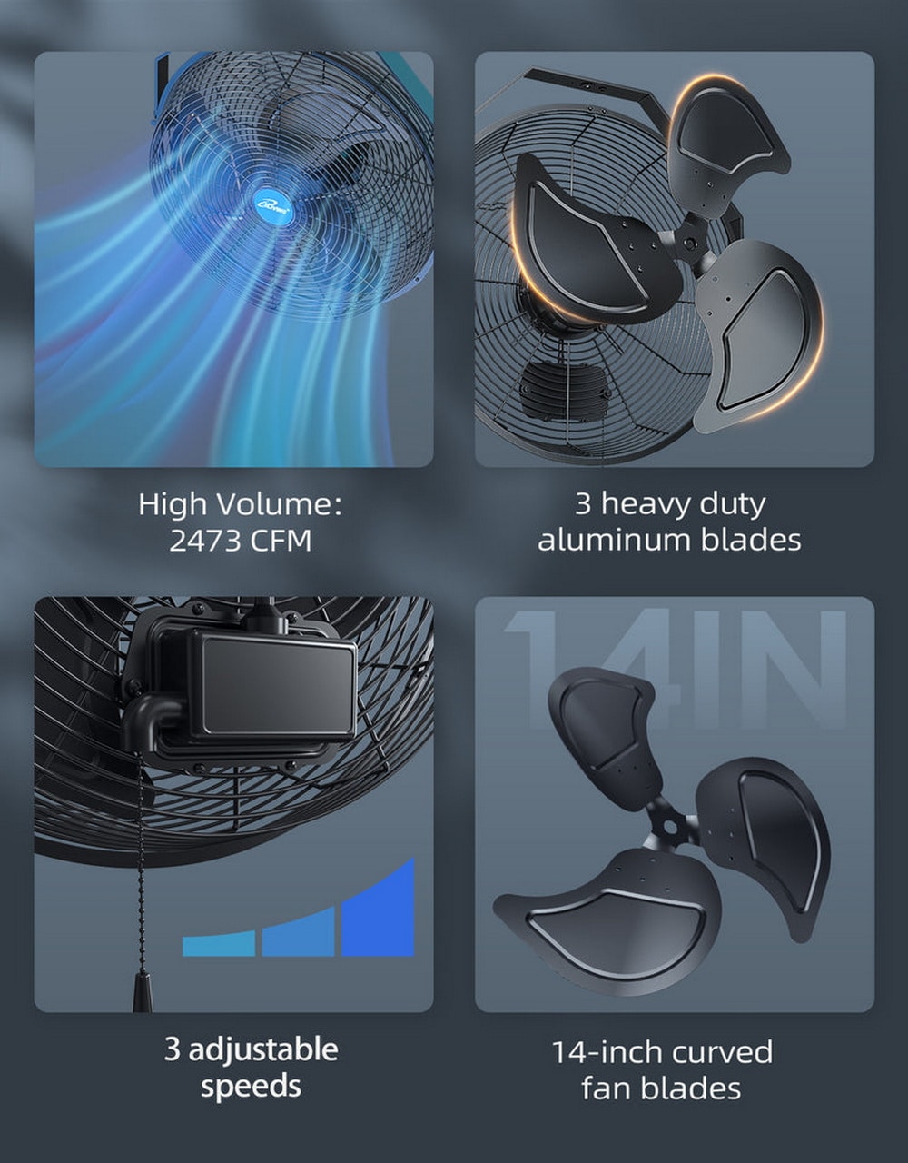 iLIVING ILG8E14-15 Wall-Mounted-Fans - View #5