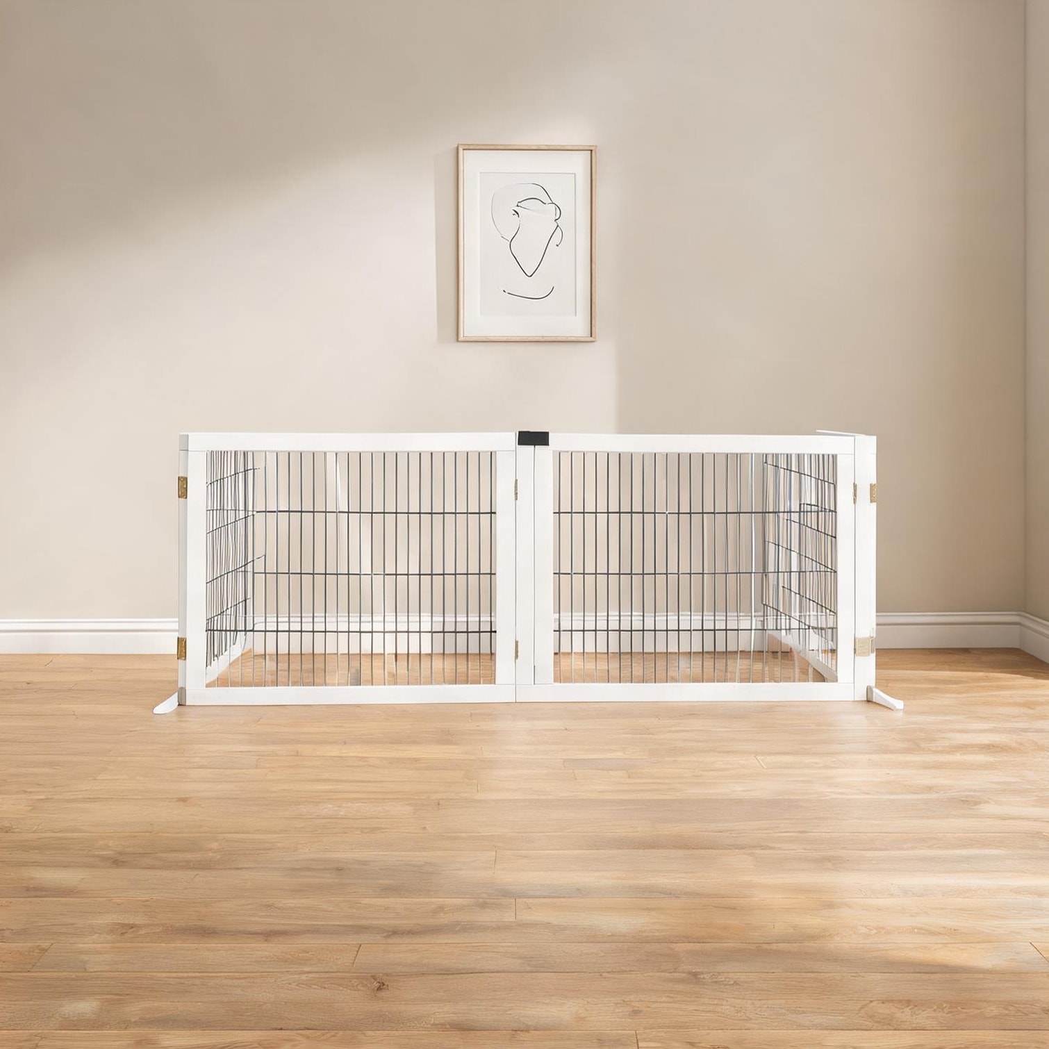 FlowLuxe White 170.1 x 14.2 x 27.6 in Cat Flaps and Enclosures with Storage Folding Design