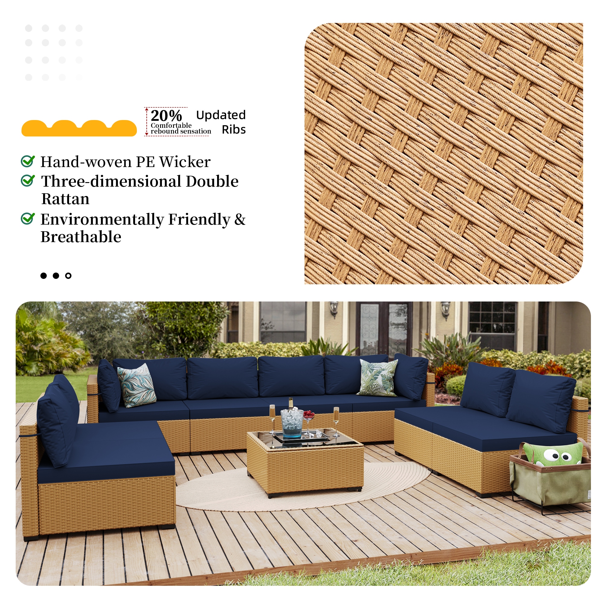 UPHA TBBE-AB2C-NAVYBLUE Patio-Conversation-Sets - View #6
