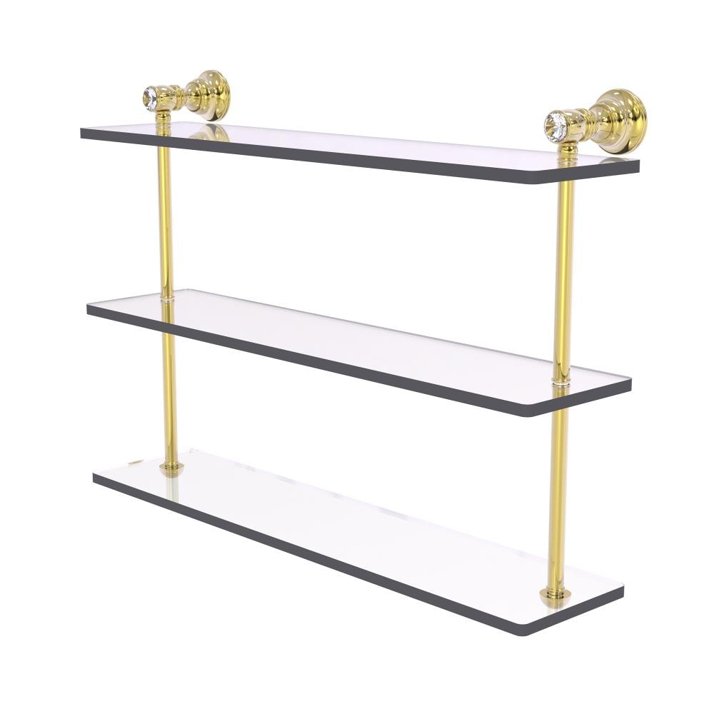 Allied Brass CC-5-22-UNL Carolina Crystal Unlacquered Brass 3 -Tier Wall mount Bathroom Shelf ( 22-in x 16-in x 5-in )