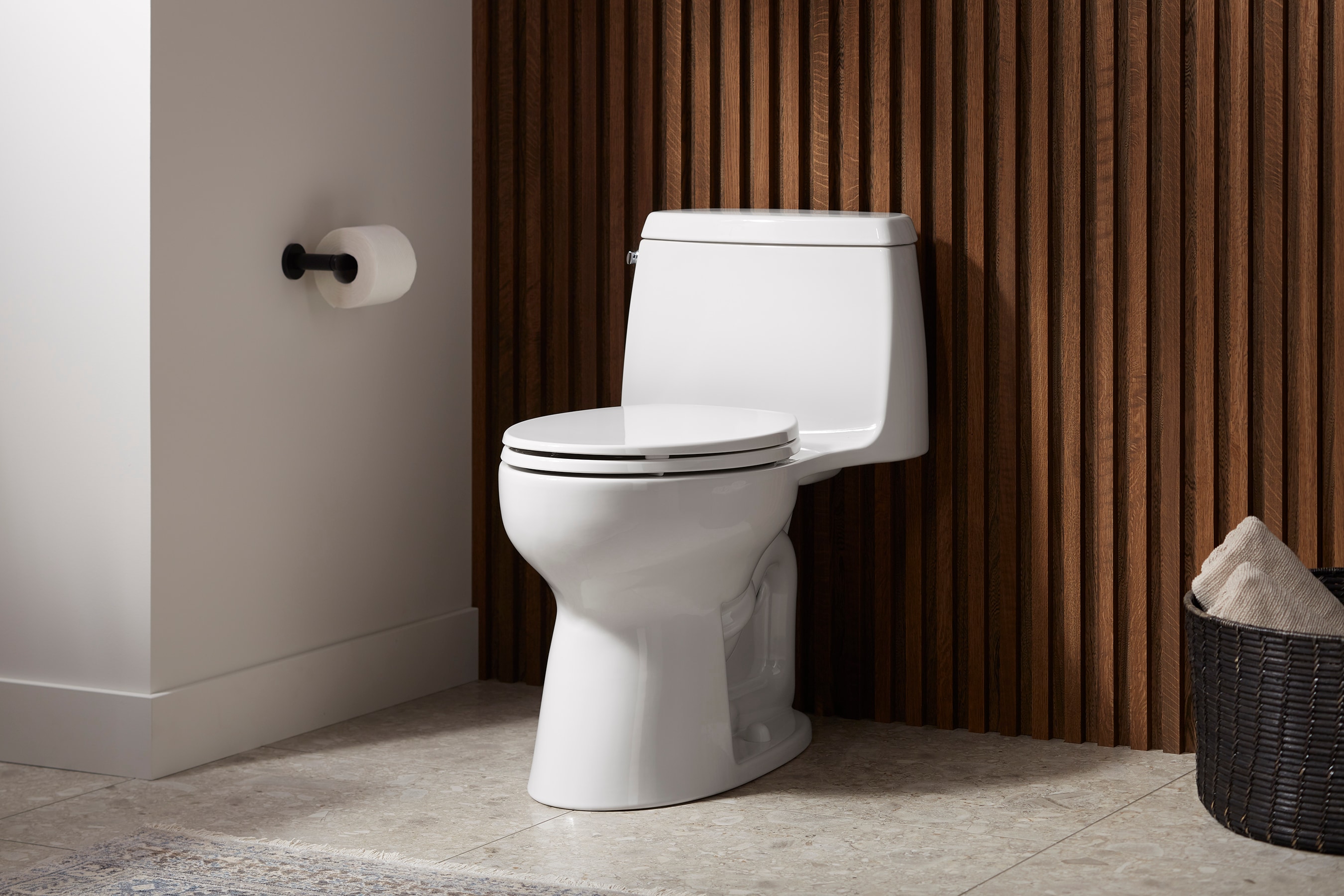 KOHLER Santa Rosa White Elongated Chair Height WaterSense Soft Close Toilet  12-in Rough-In 1.28-GPF in the Toilets department at
