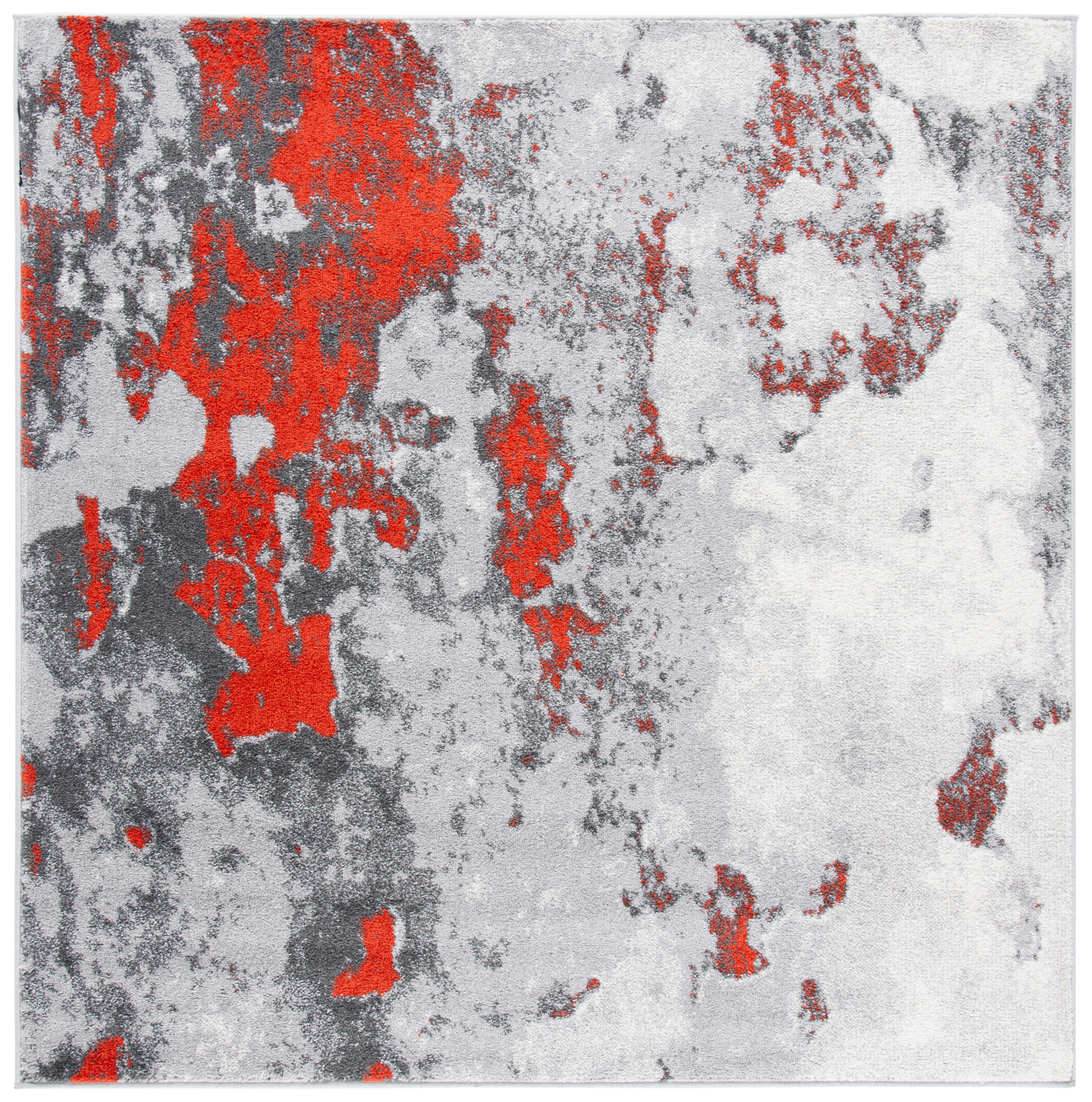Safavieh ADR134P-6SQ Adirondack 6 x 6 (ft) Loomed Polypropylene Orange/Gray Square Indoor Distressed/Overdyed Bohemian/Eclectic Area rug