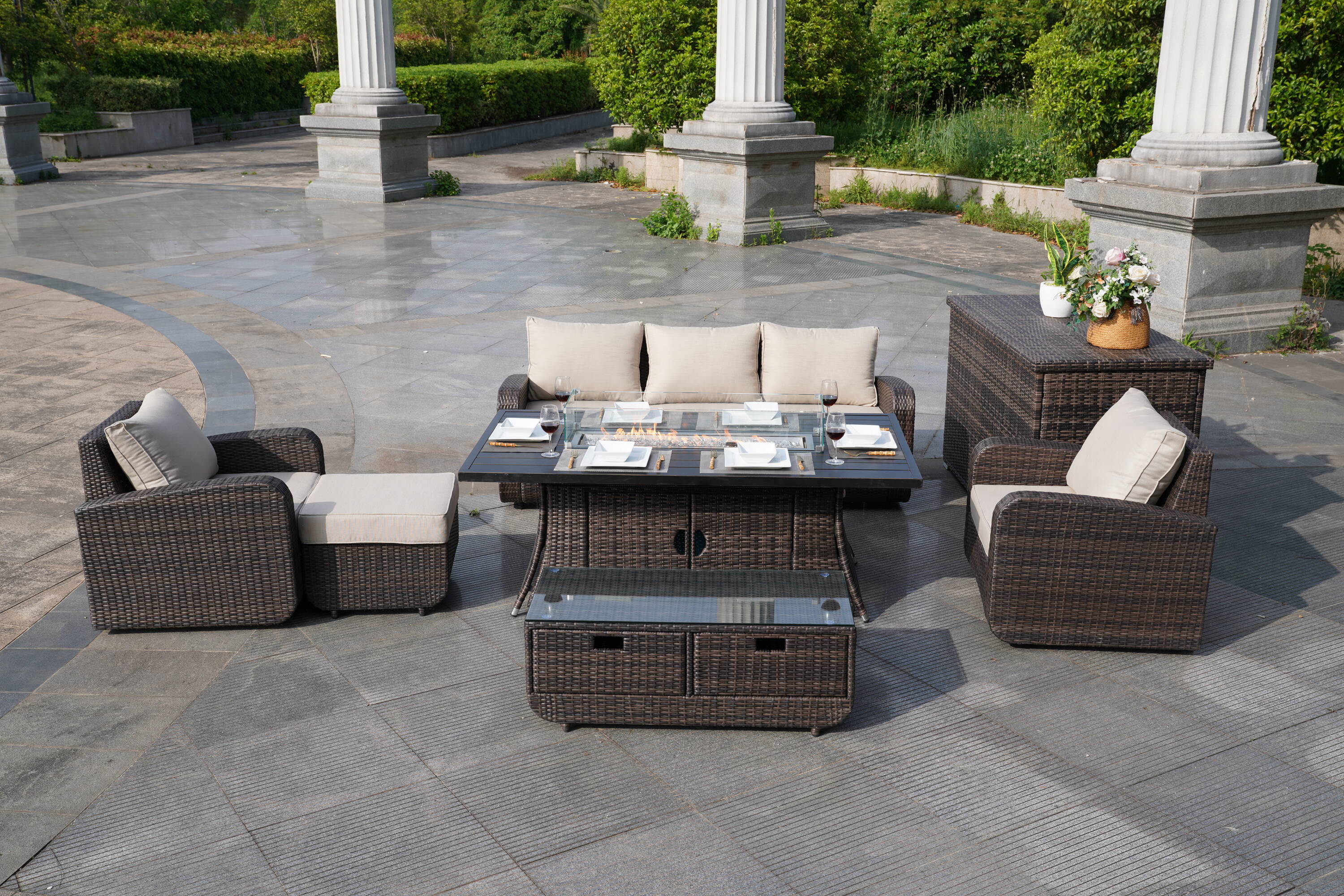 Direct Wicker DWG-06RA15&3256B-BR Patio-Dining-Sets - View #12