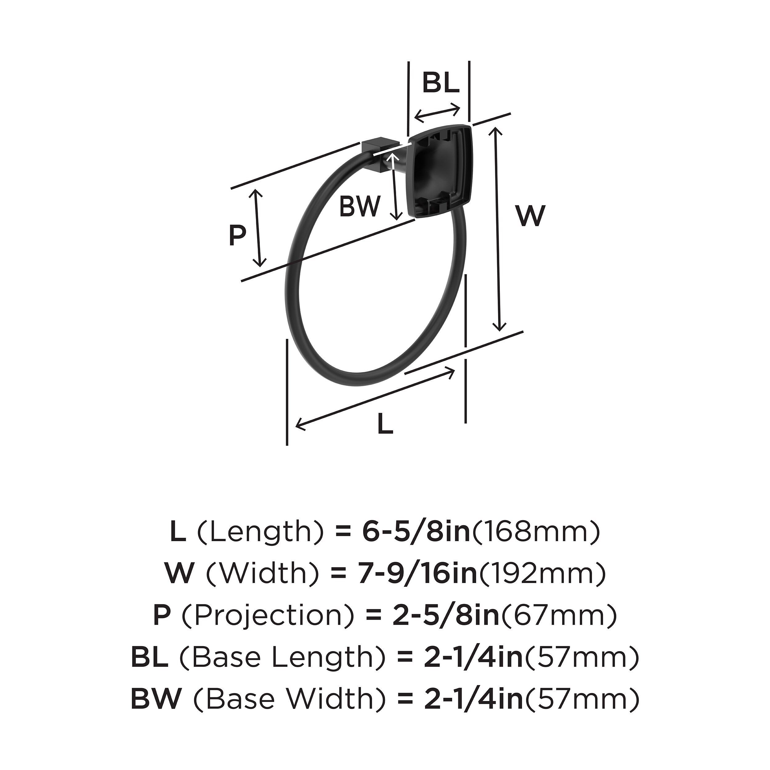 Matte Black Wall Mounted Towel Ring