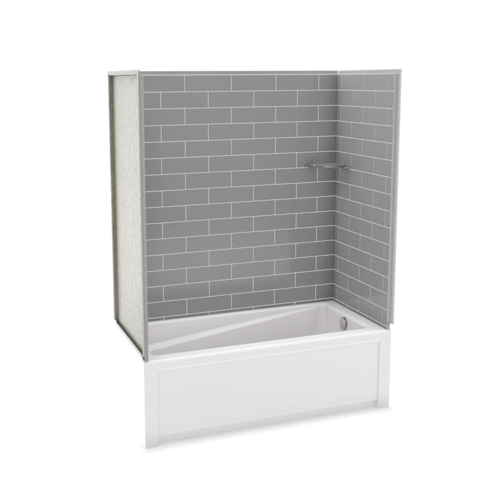 MAAX Utile 32-in W x 60-in L x 81-in H Metro Ash Grey 4 -Piece Bathtub Shower Combination Kit (Right Drain) with Tub and Wall Included #106914-301-501-002