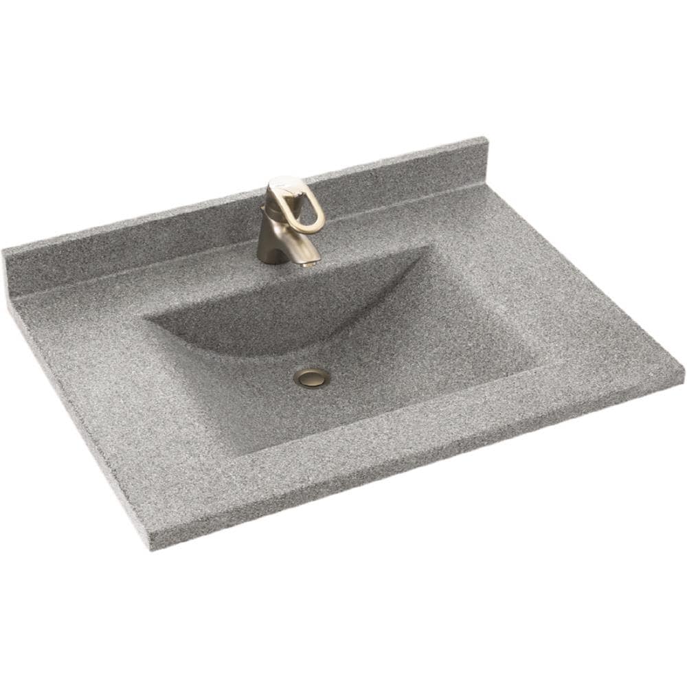 Swanstone CV02231.053 Contour 31-in Tahiti Gray Solid Surface Integral Single Sink Bathroom Vanity Top