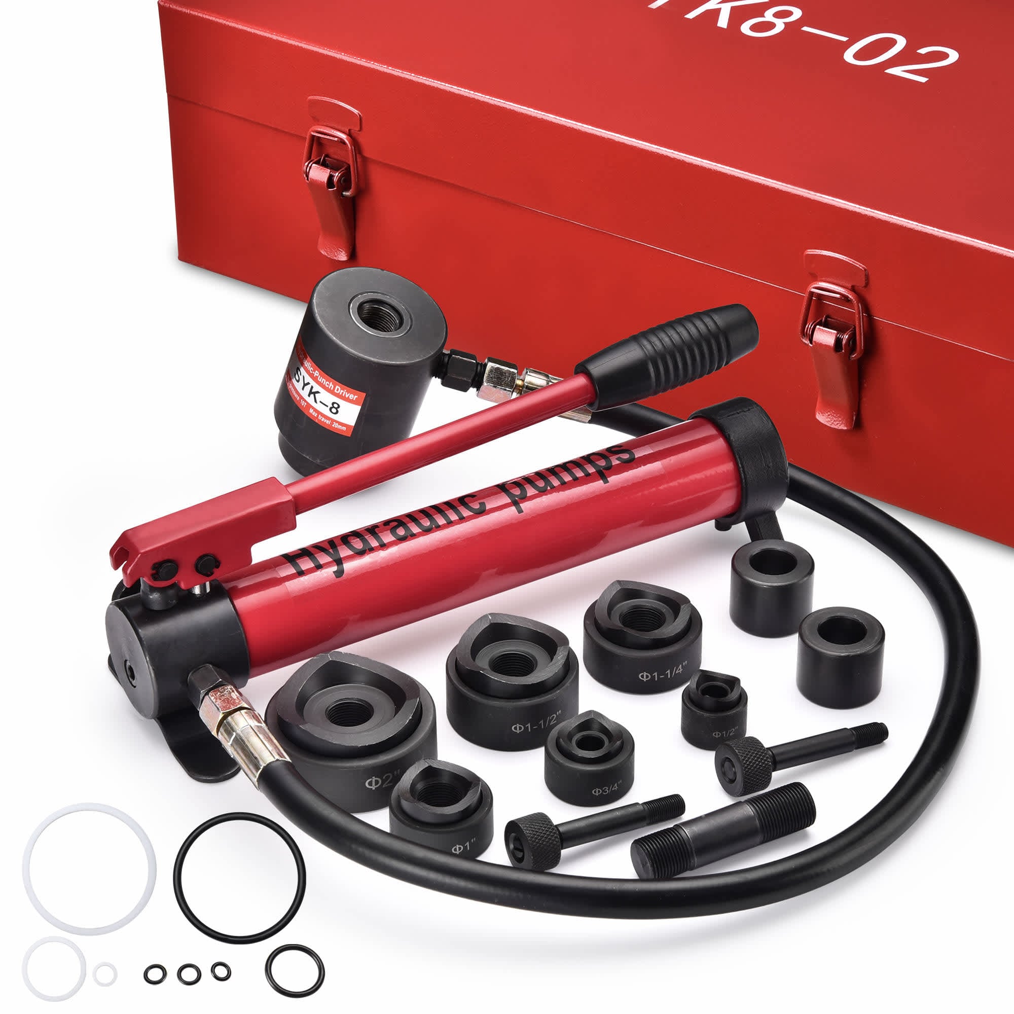Yescom 25HPK001-SYK8-02-LO 10-Ton Hydraulic Multiple Sizes Knockout Punch Set