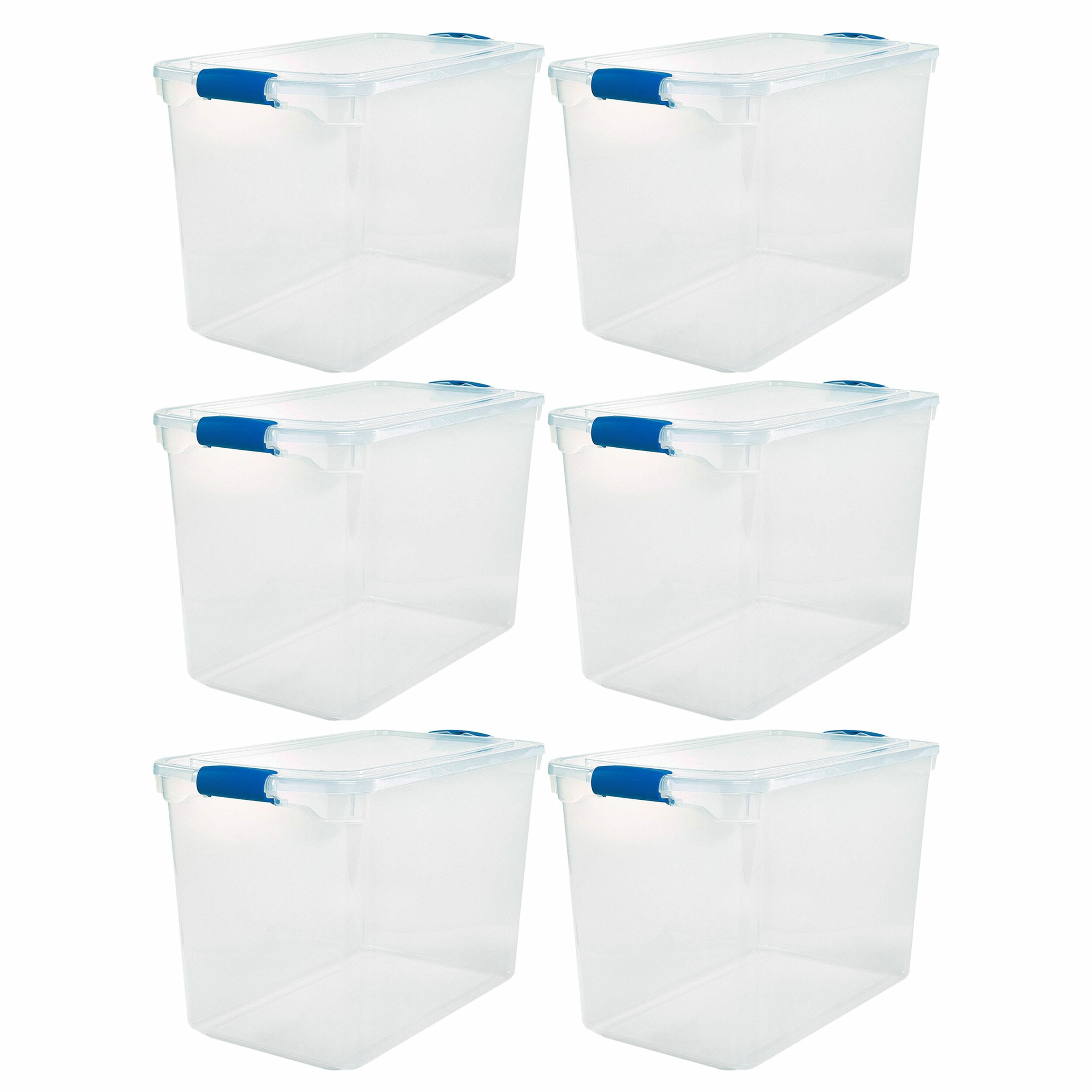 Homz Products 294053 6 -Pack Large 28 -Gallons ( 112 -Quarts ) Clear Heavy Duty Stackable Tote with Latching Lid