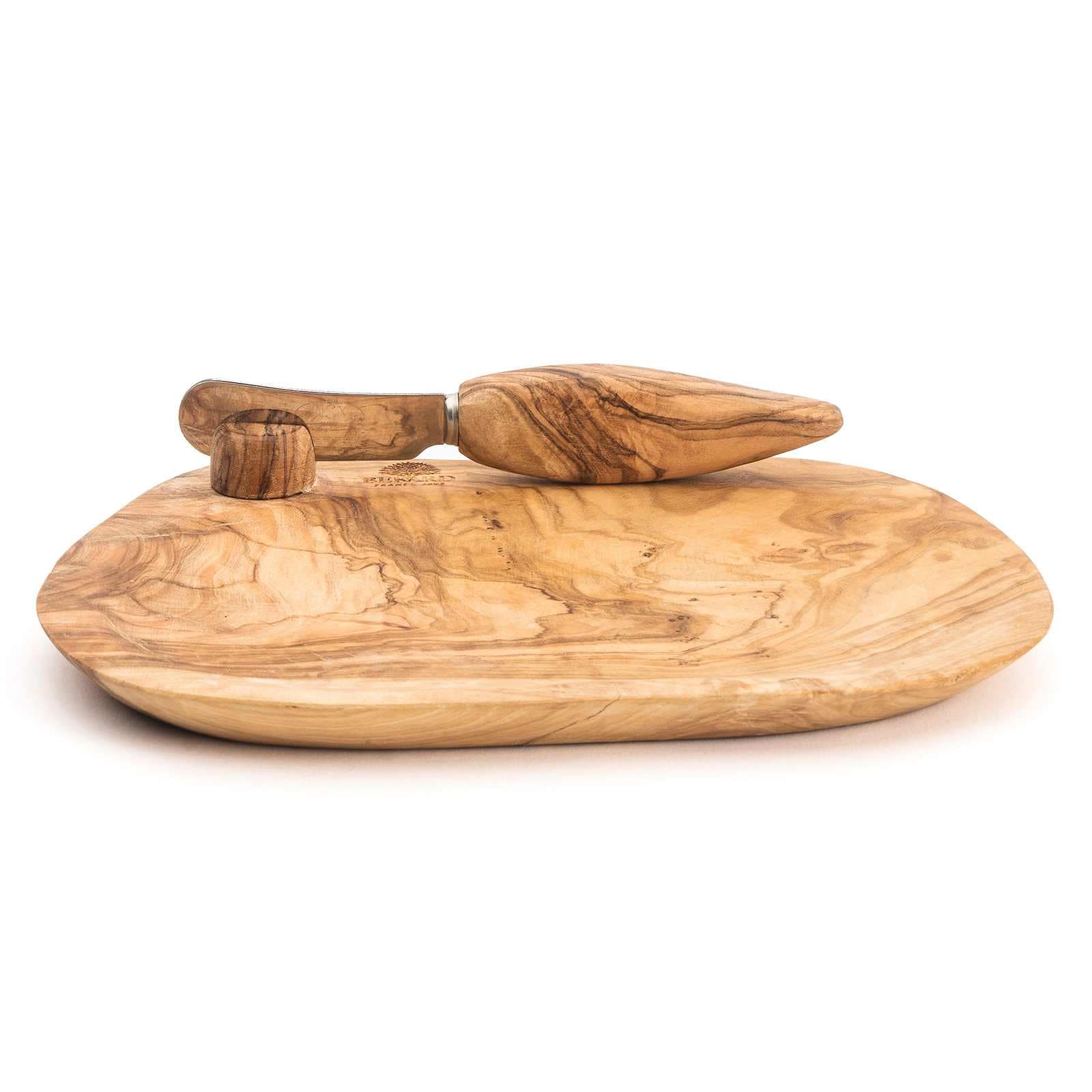 Berard 7412070 France Olive Wood Handcrafted Butter Dish  Knife