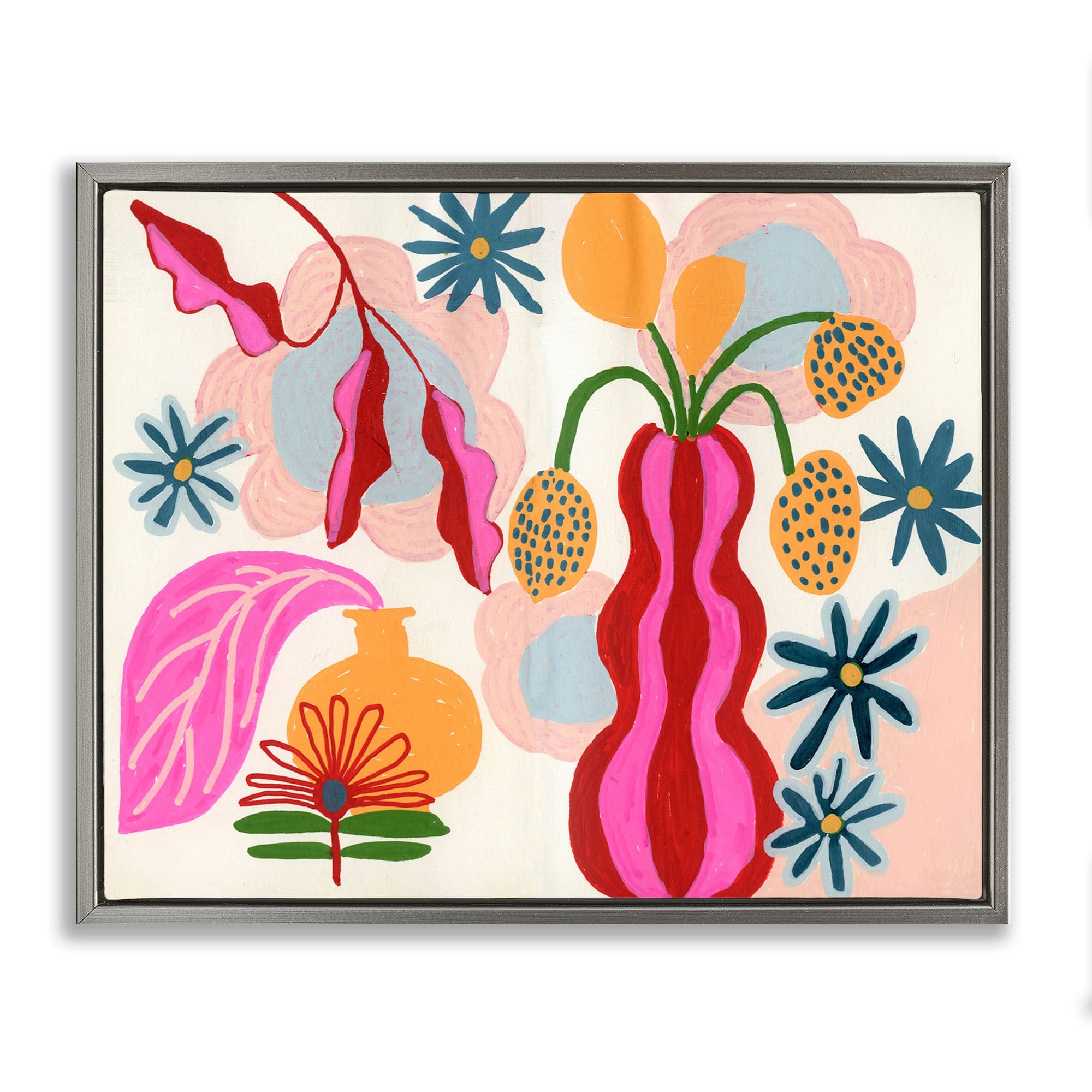 Stupell Industries BT-308-FFL-16X20 Eclectic Mod Flower Vases Floating Frame design by Suzanne Allard