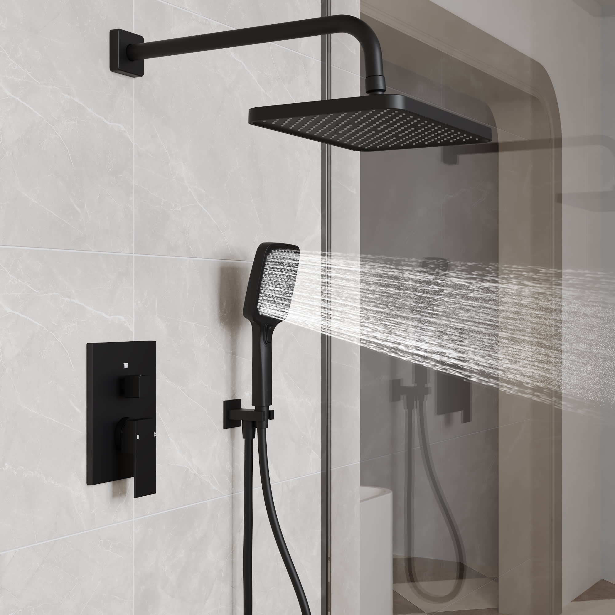 EVERSTEIN SFS-1075-BK Showerhead-Bar-Panels - View #3