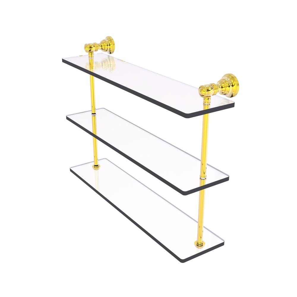 Allied Brass CL-5-22-PB Carolina Polished Brass 3 -Tier Wall mount Bathroom Shelf ( 22-in x 16-in x 5-in )