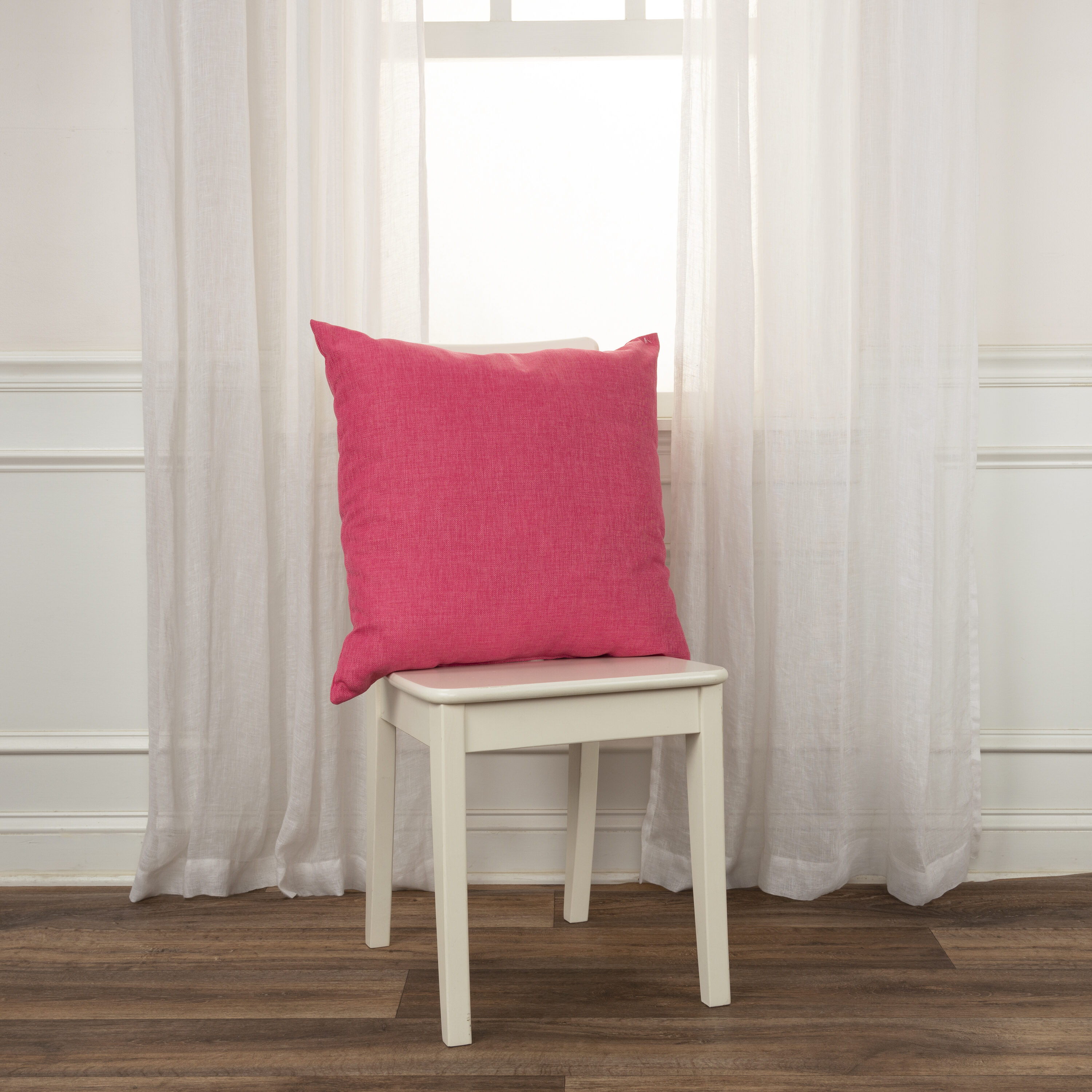 22" Bright Pink Polyester Indoor/Outdoor Square Throw Pillow