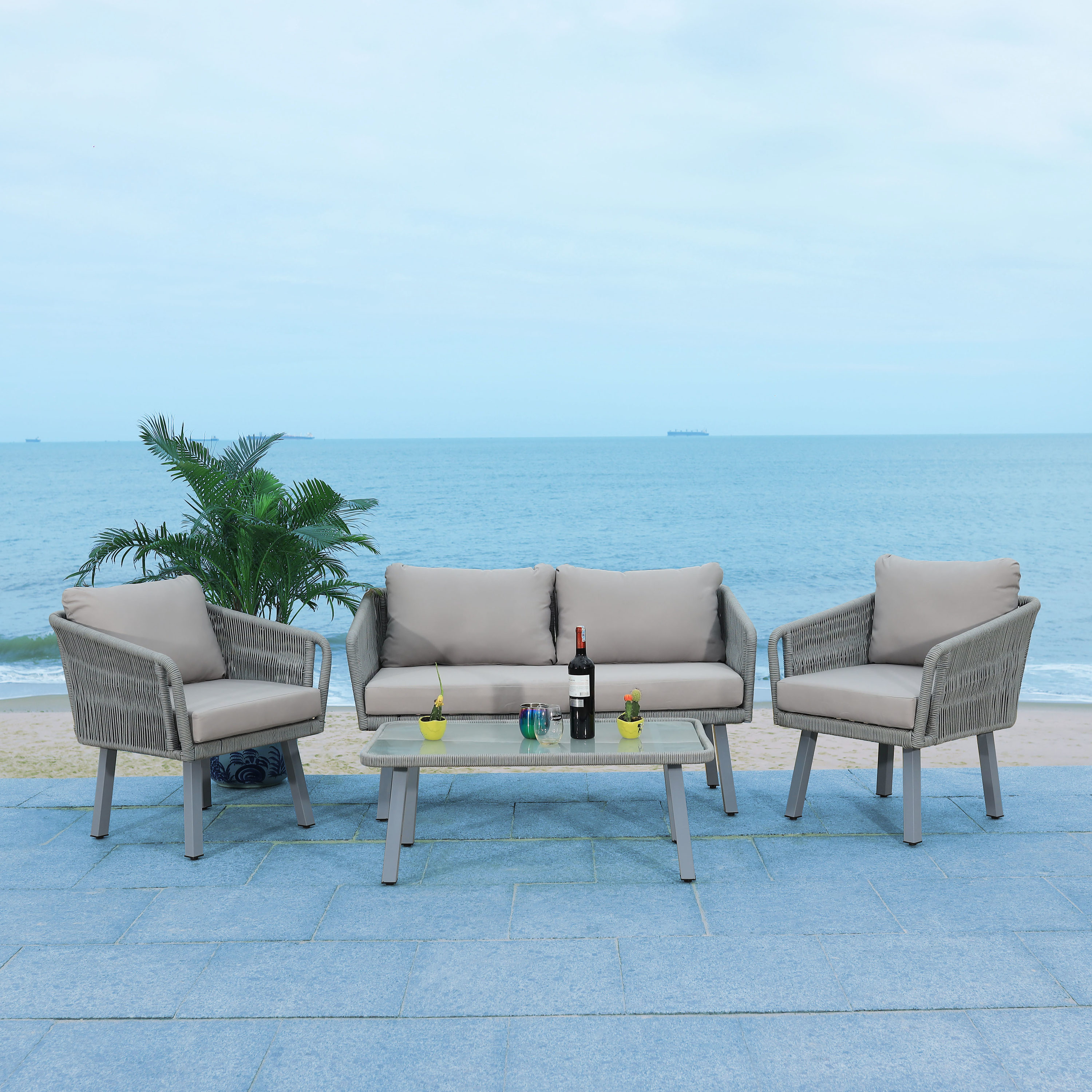 rst brands vera aluminum 4 piece patio conversation set